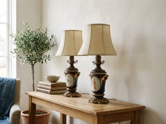 Pair of 19th Century French Vieux Paris Porcelain Lamps
