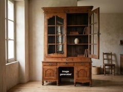 18th Century Louis XV Secrétaire, Solid Cherry Wood Library Cabinet