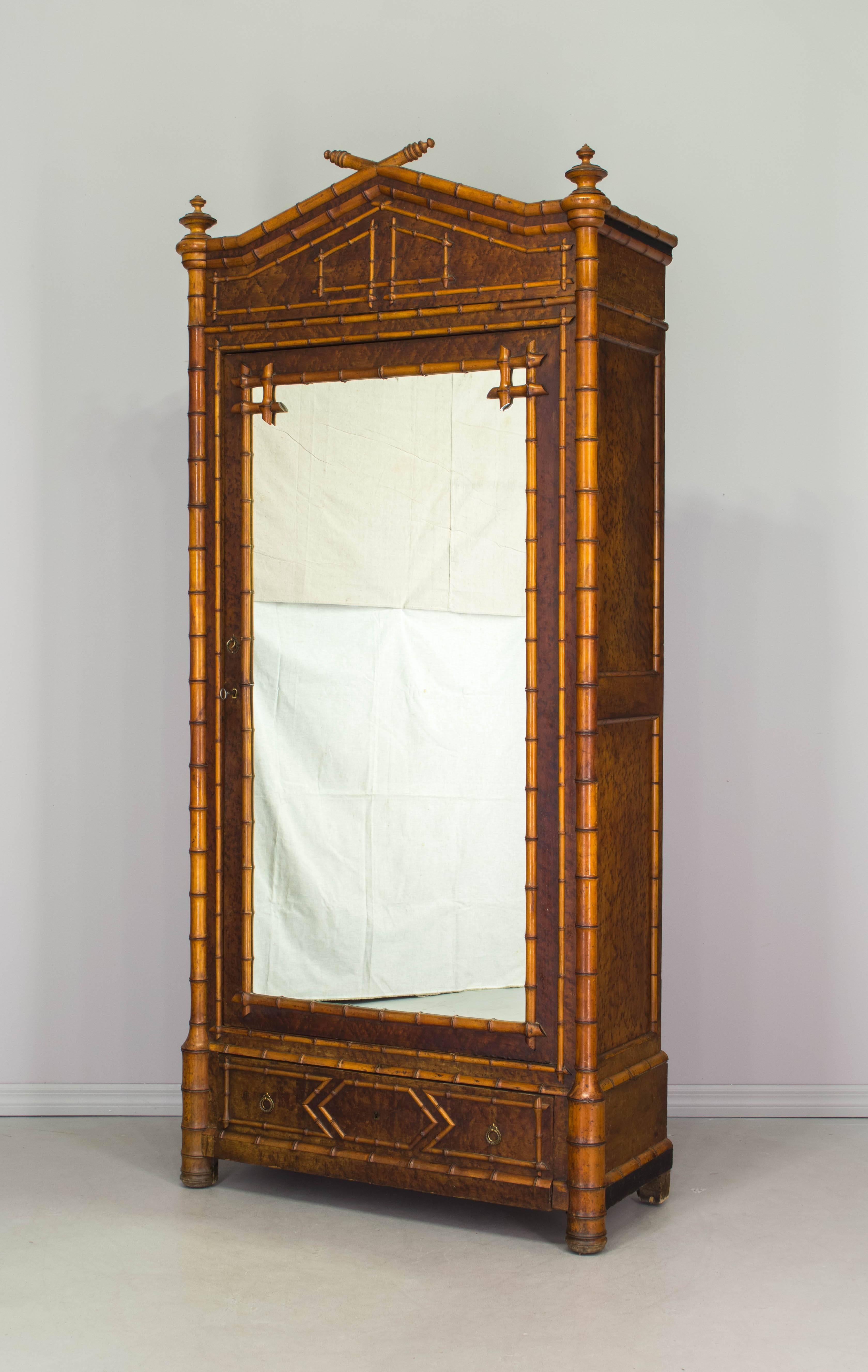 19th Century French Faux Bamboo Armoire In Good Condition In Winter Park, FL
