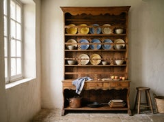 19th Century French Country Plate Rack, Hand-Carved Cherry & Pine