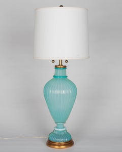 Lampada in vetro di Murano blu acqua di Archimede Seguso per Marbro, Italia, anni '50