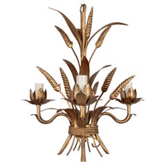 Vintage Italian Gilded Metal Chandelier by Hans Kögl, 3-Light, 1970s