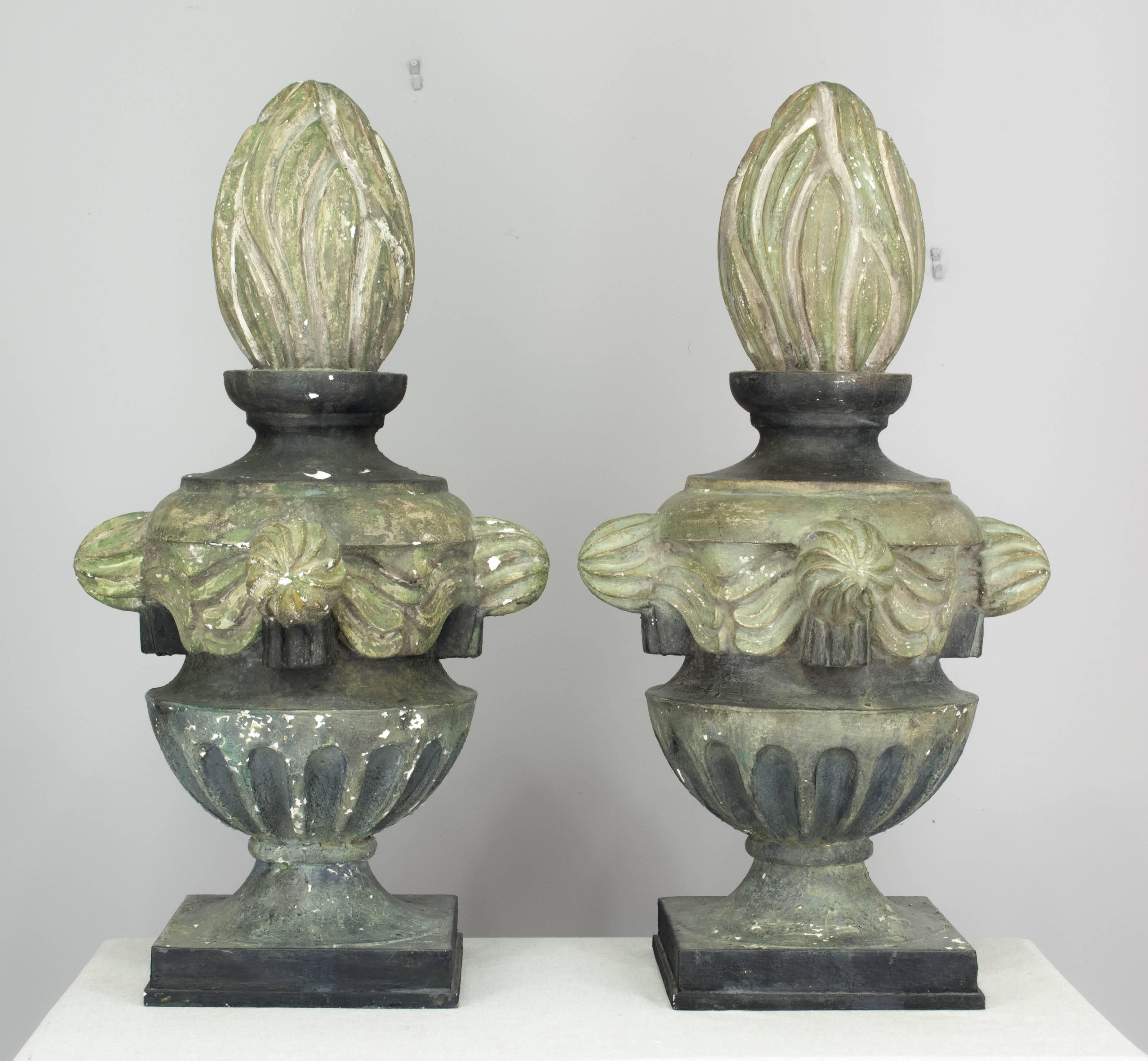 French Provincial Pair of French Zinc Architectural Finials
