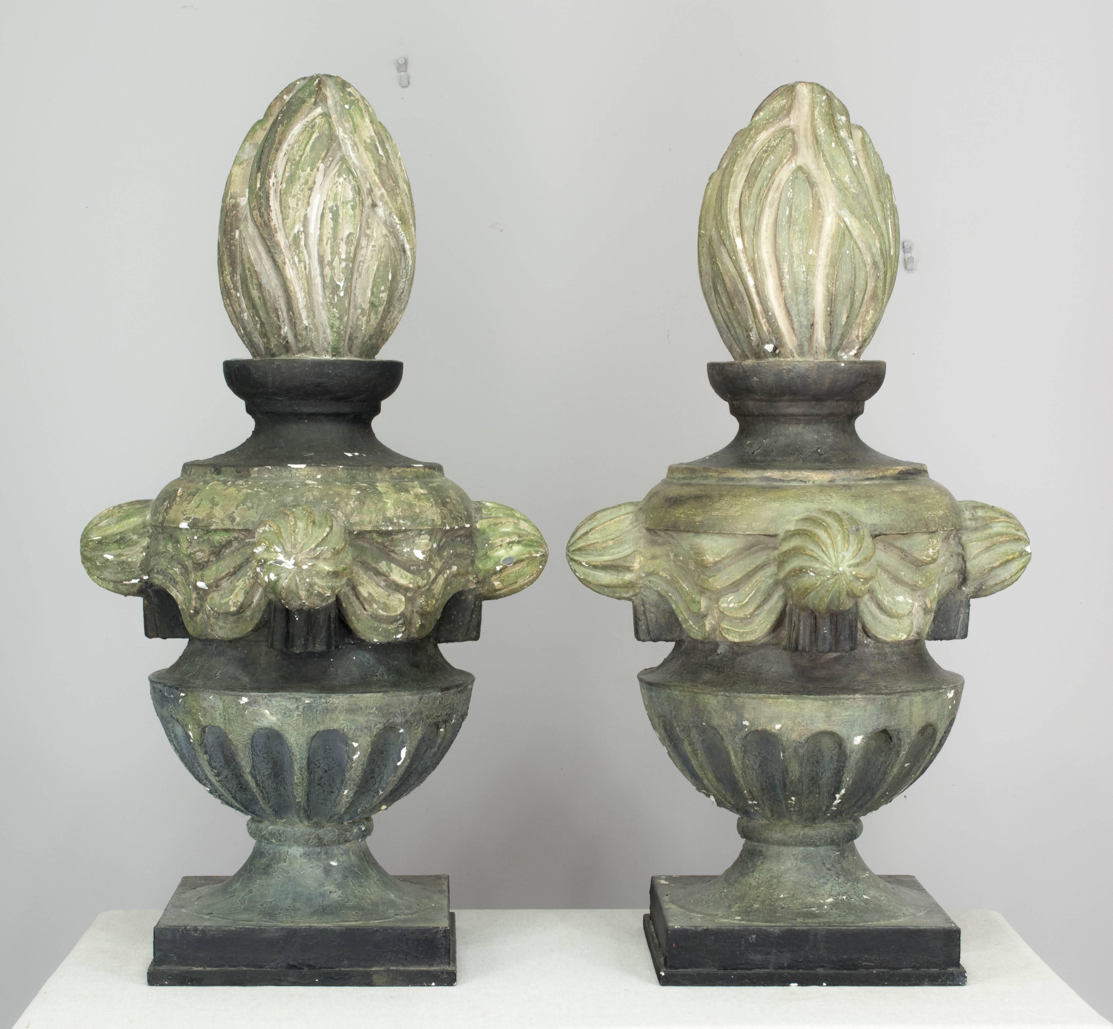 20th Century Pair of French Zinc Architectural Finials