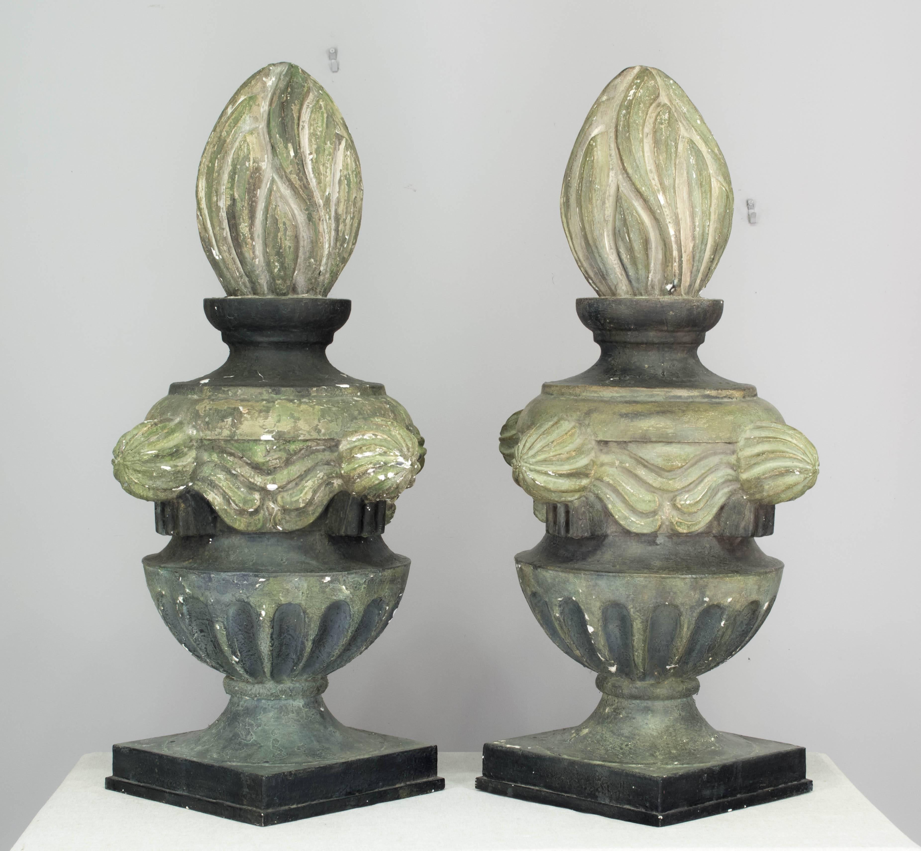 Pair of French Zinc Architectural Finials In Good Condition In Winter Park, FL