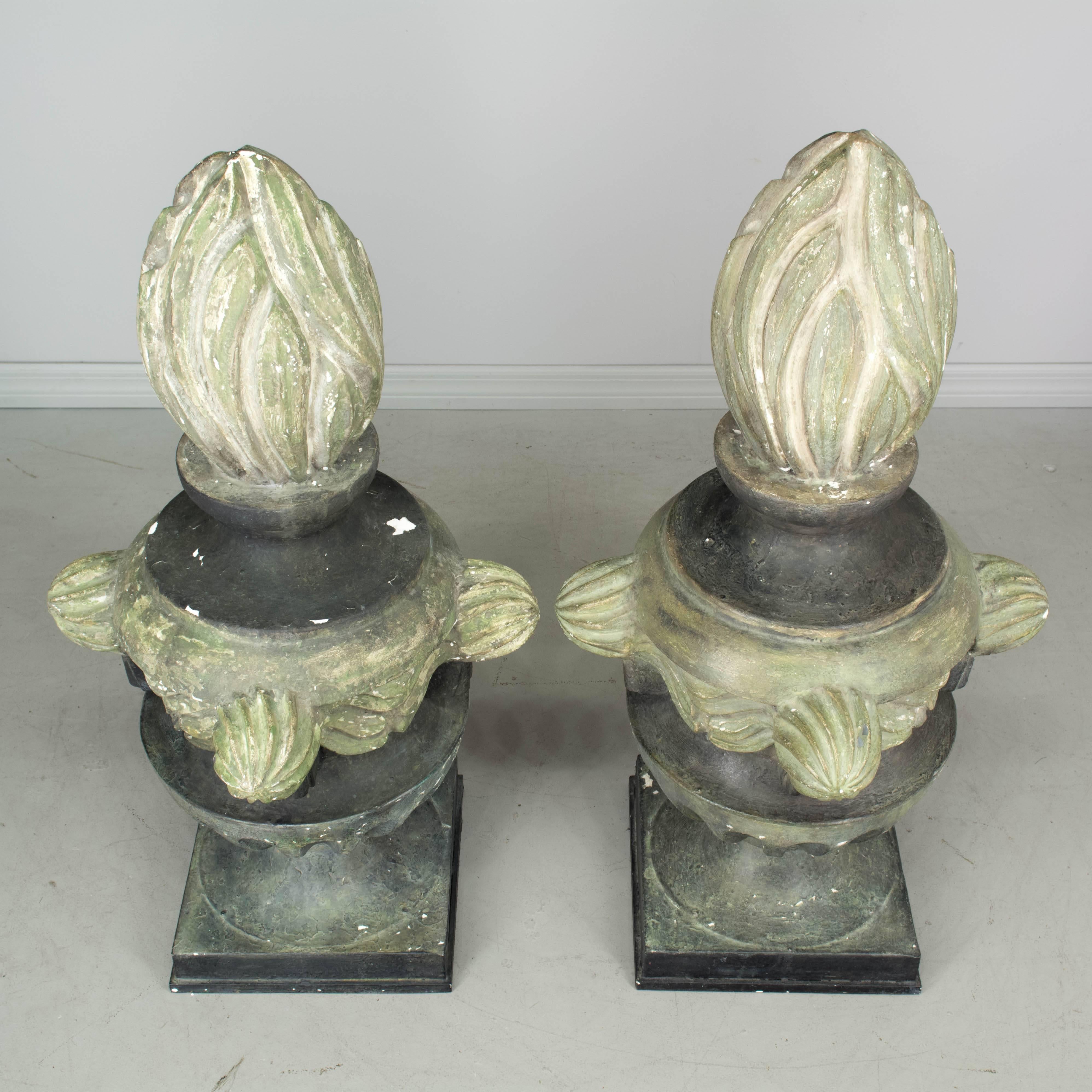 Pair of French Zinc Architectural Finials 3