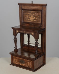 19th Century English Edwardian Marquetry Shelf With Drawer