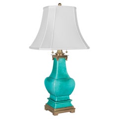 Pagodenlampe aus Keramik und Messing von Stiffel aus der Mitte des Jahrhunderts