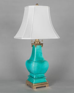 Pagodenlampe aus Keramik und Messing von Stiffel aus der Mitte des Jahrhunderts