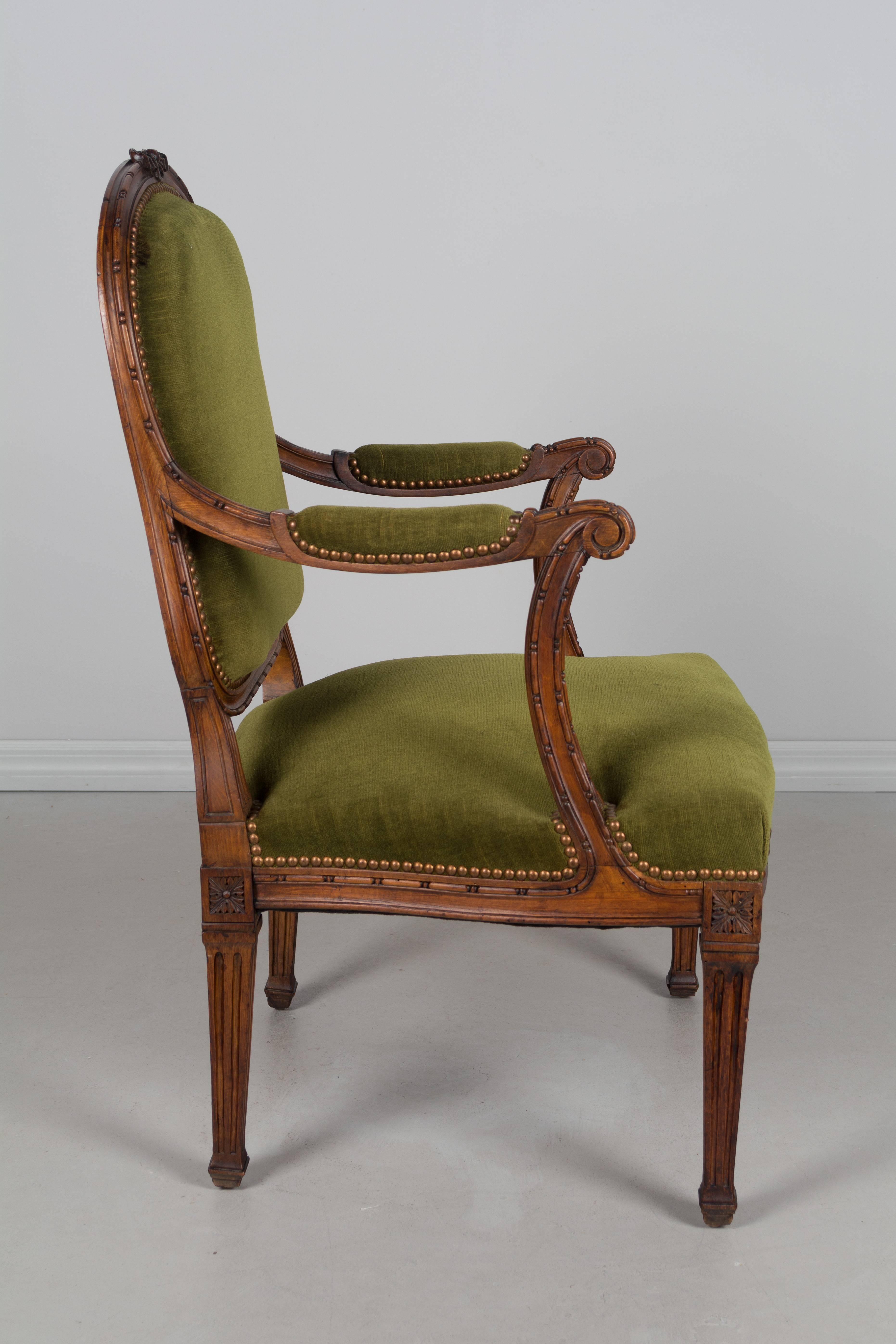 Upholstery 19th Century Louis XVI Style Fauteuil