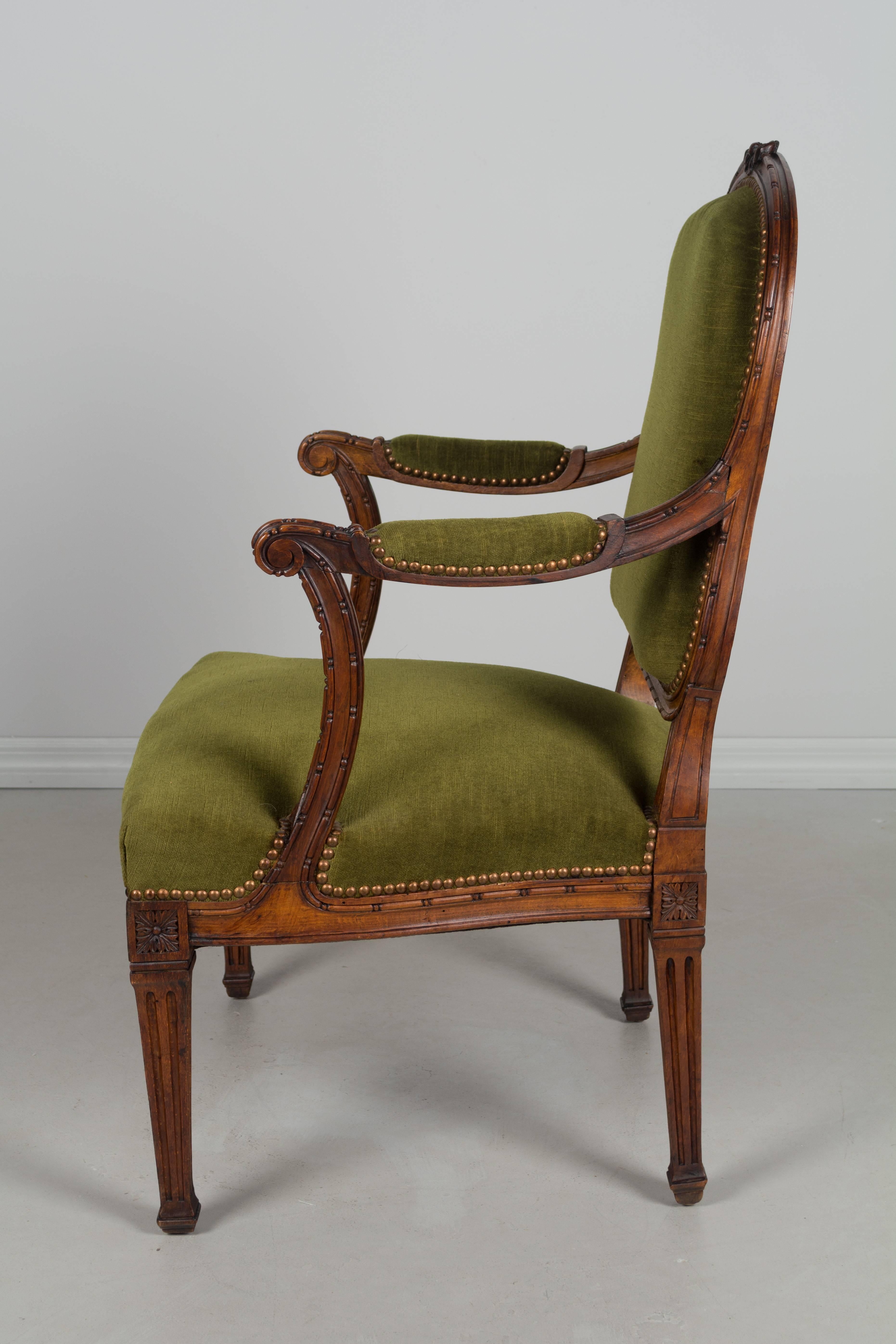 19th Century Louis XVI Style Fauteuil In Excellent Condition In Winter Park, FL