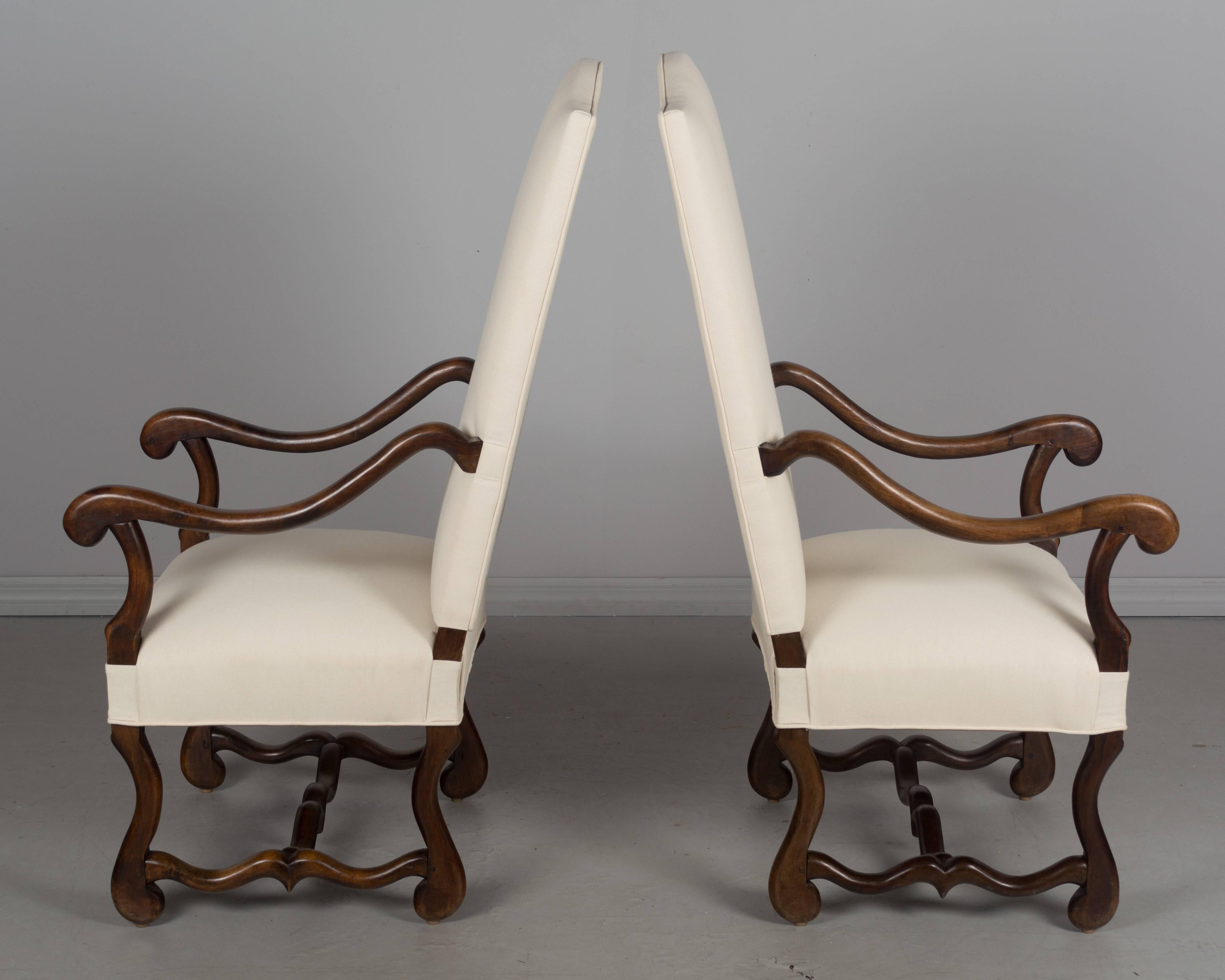 Carved Pair of 19th Century Os de Mouton Armchairs