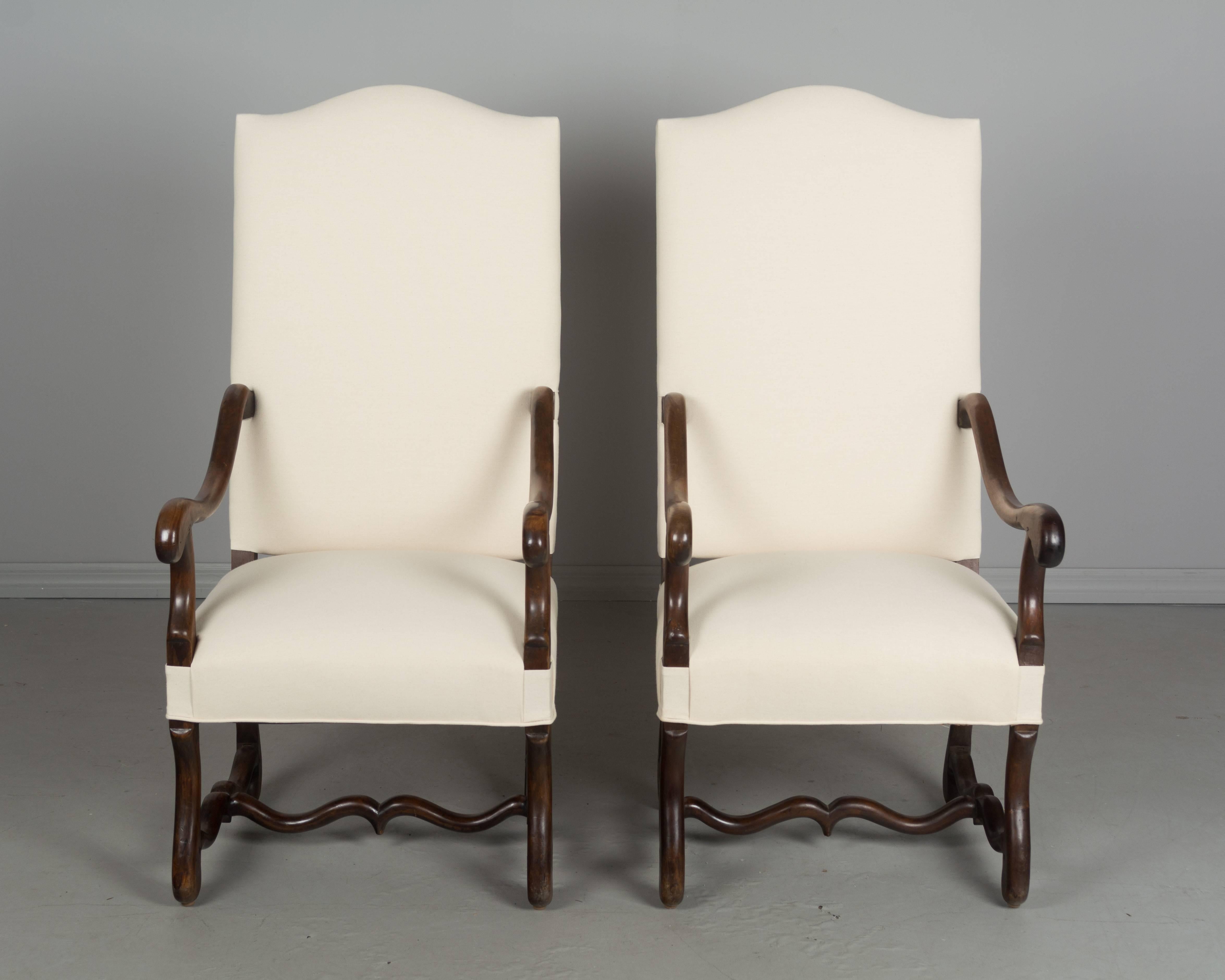 French Pair of 19th Century Os de Mouton Armchairs