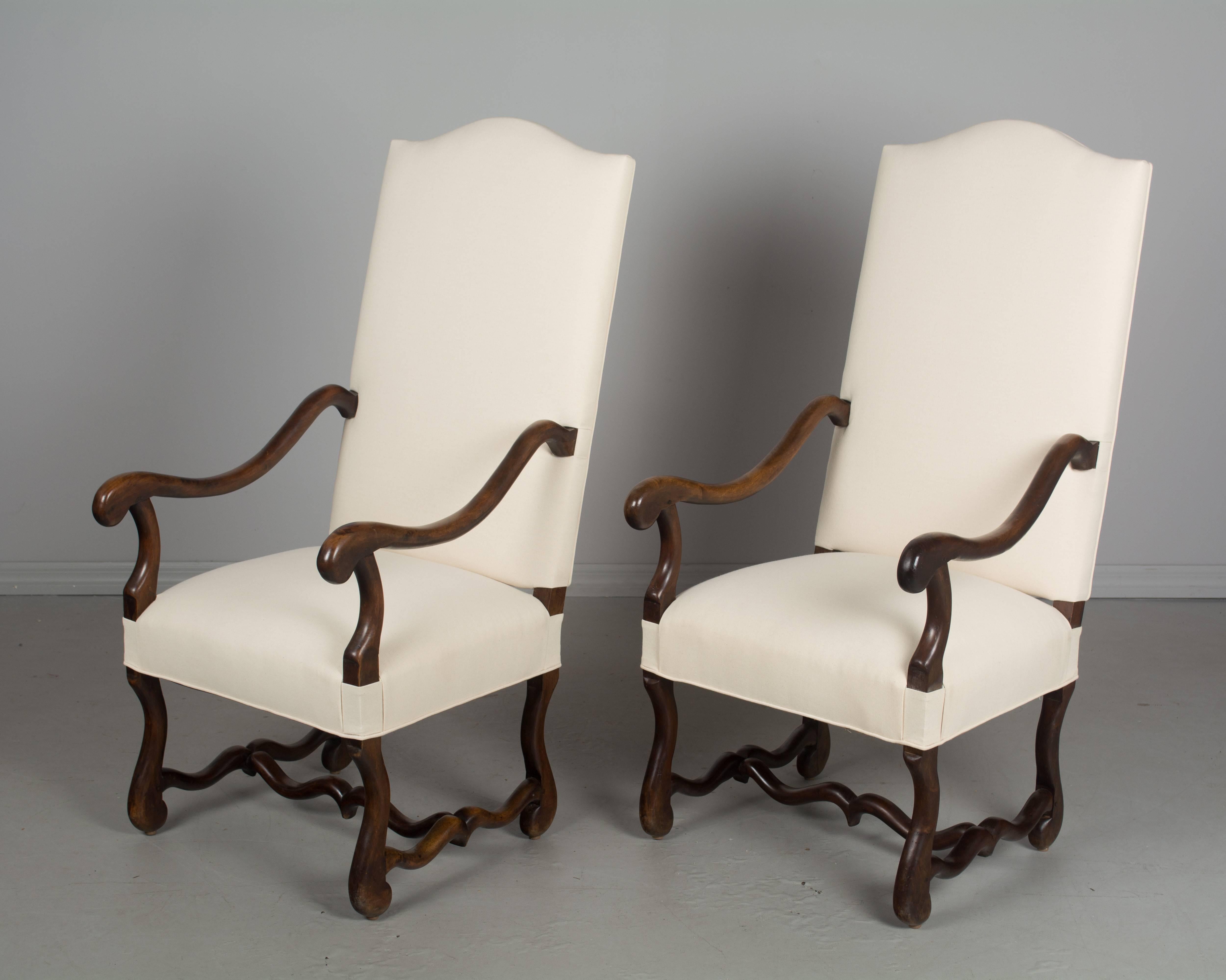 Louis XIII Pair of 19th Century Os de Mouton Armchairs