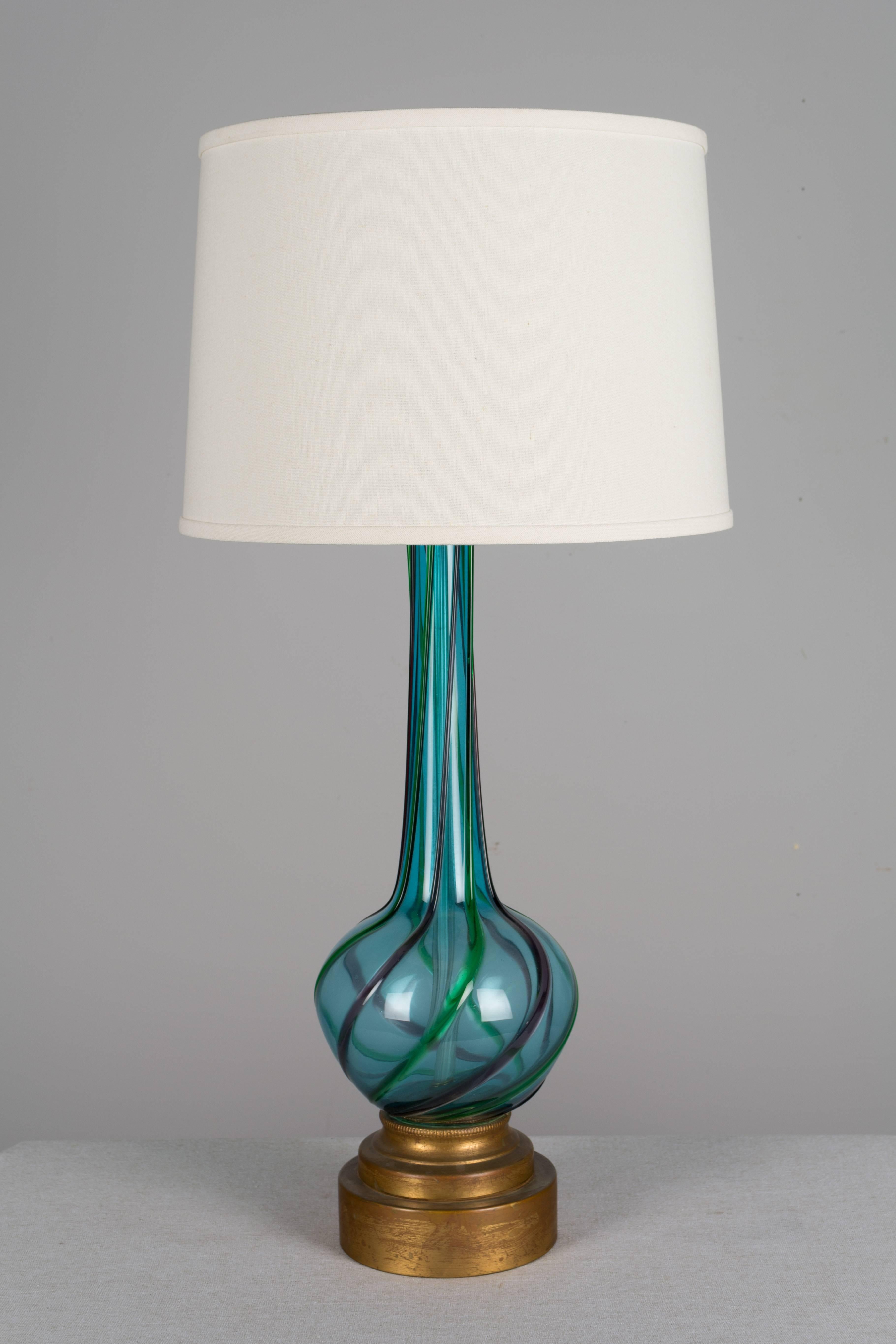 20th Century Pair of Murano Glass Lamps