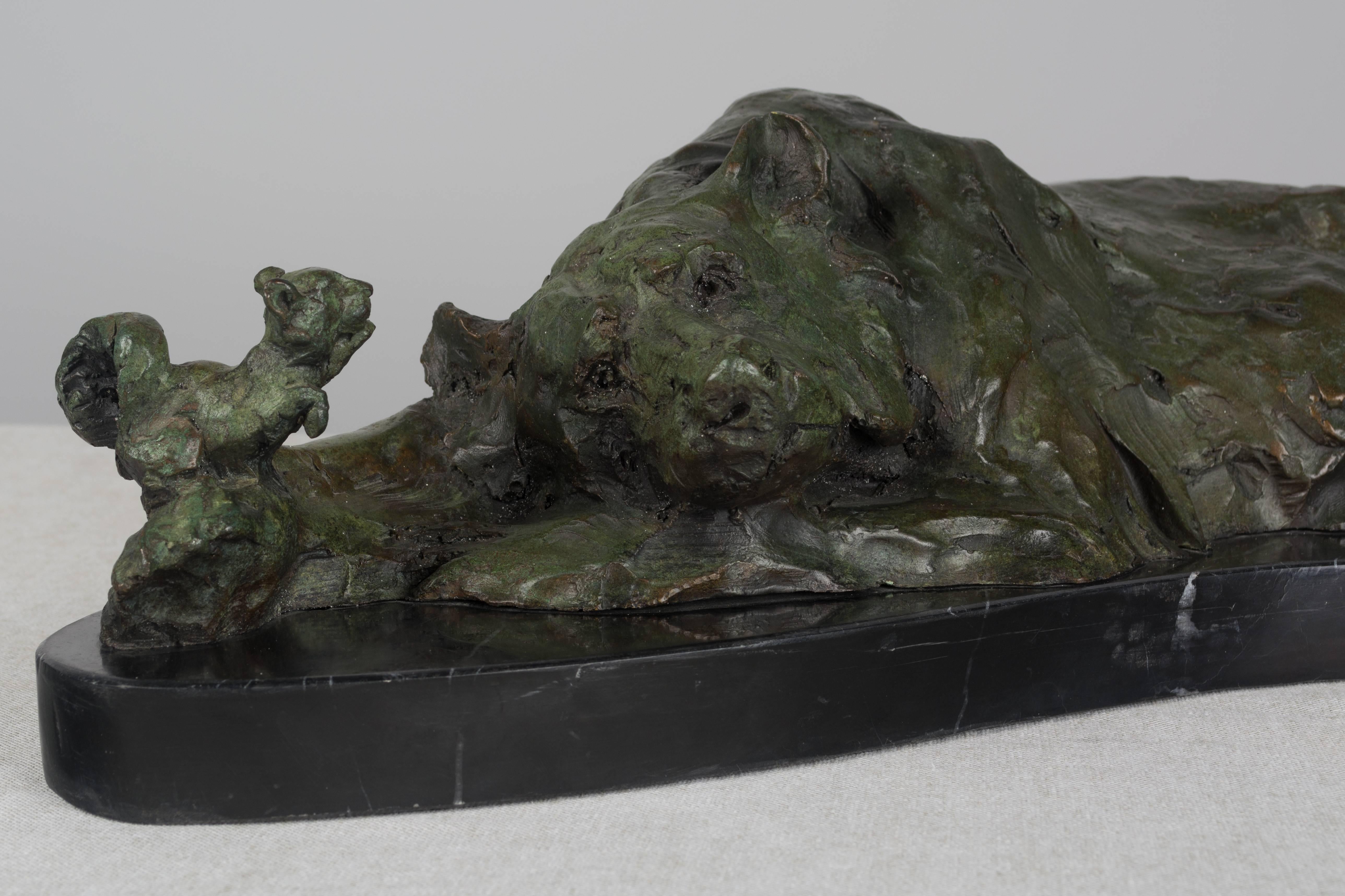 French 19th Century Bronze of Bear and Squirrel