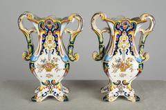 Pair of 19th Century French Faience Desvres Vases