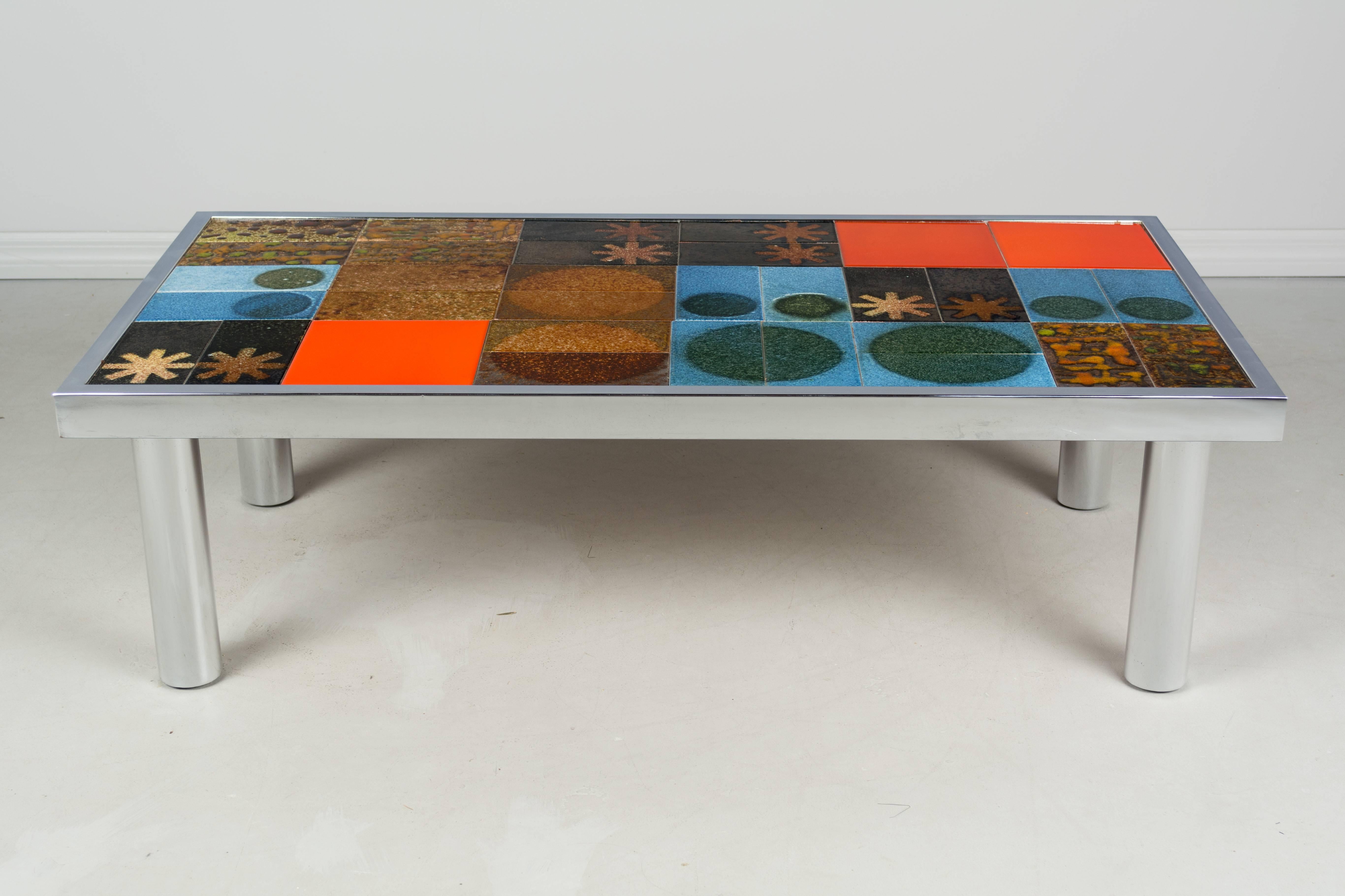 Mid-Century Ceramic Tile Top Table In Excellent Condition In Winter Park, FL