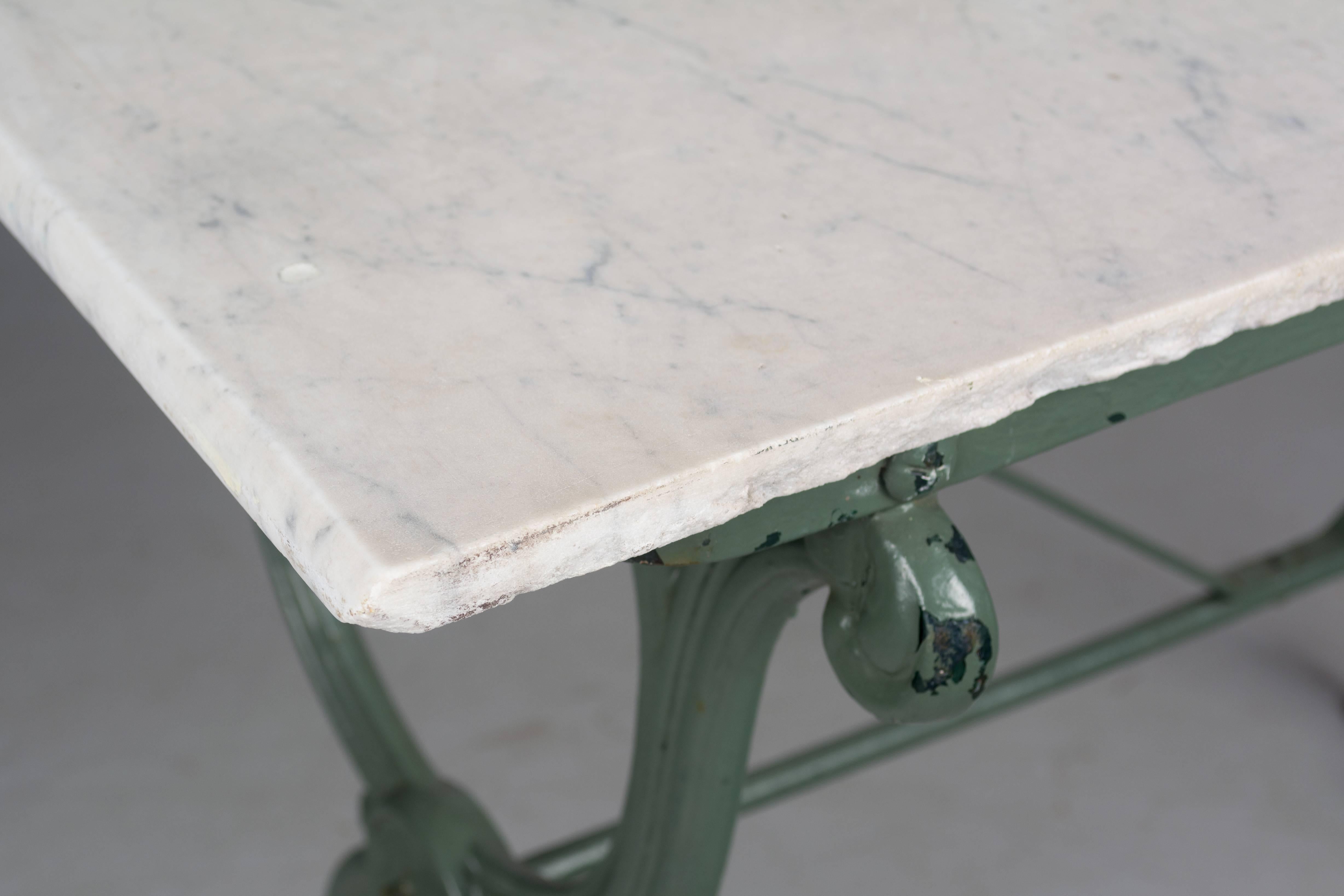 19th Century French Cast Iron Marble-Top Bistro Table 6