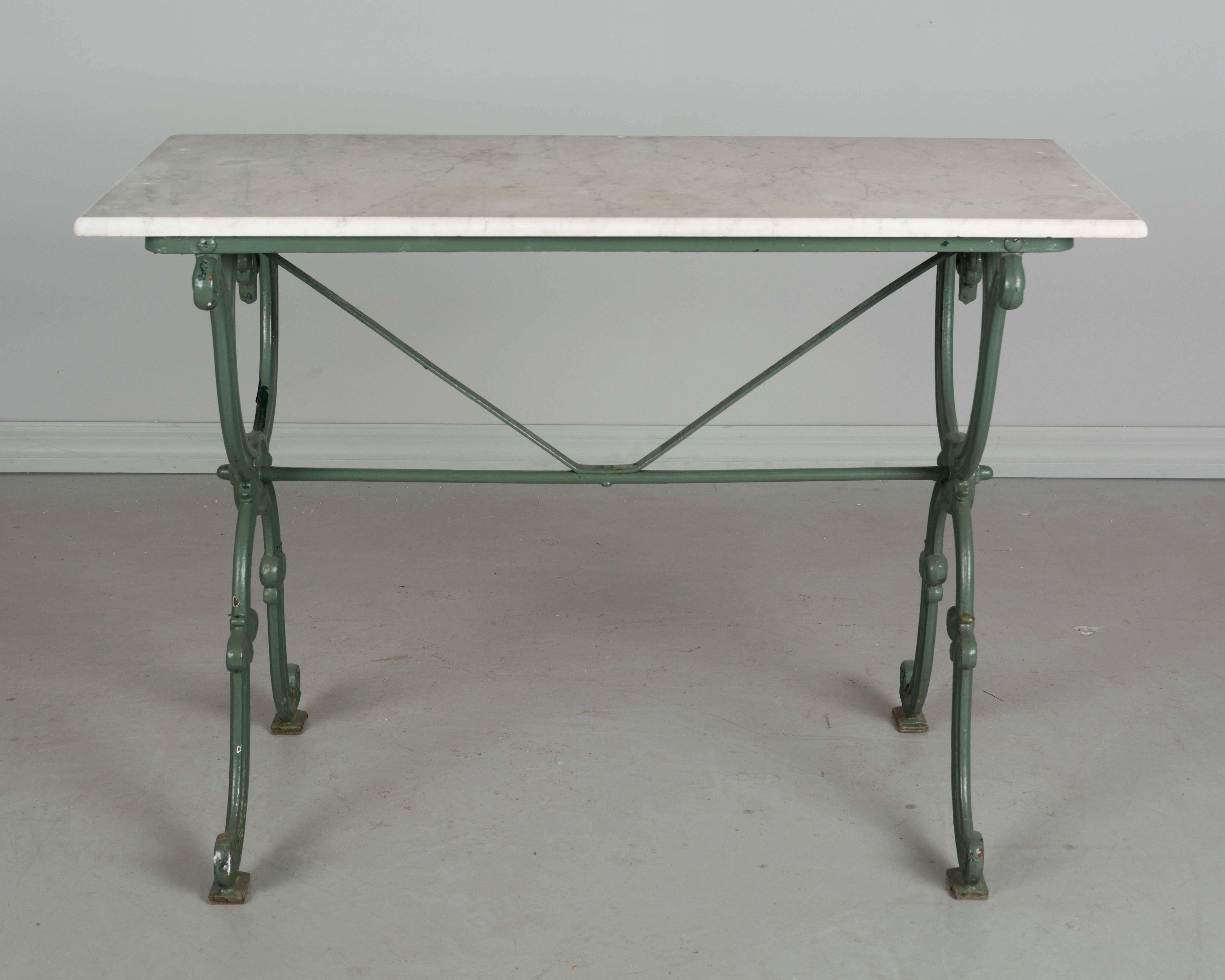 19th Century French Cast Iron Marble-Top Bistro Table 3