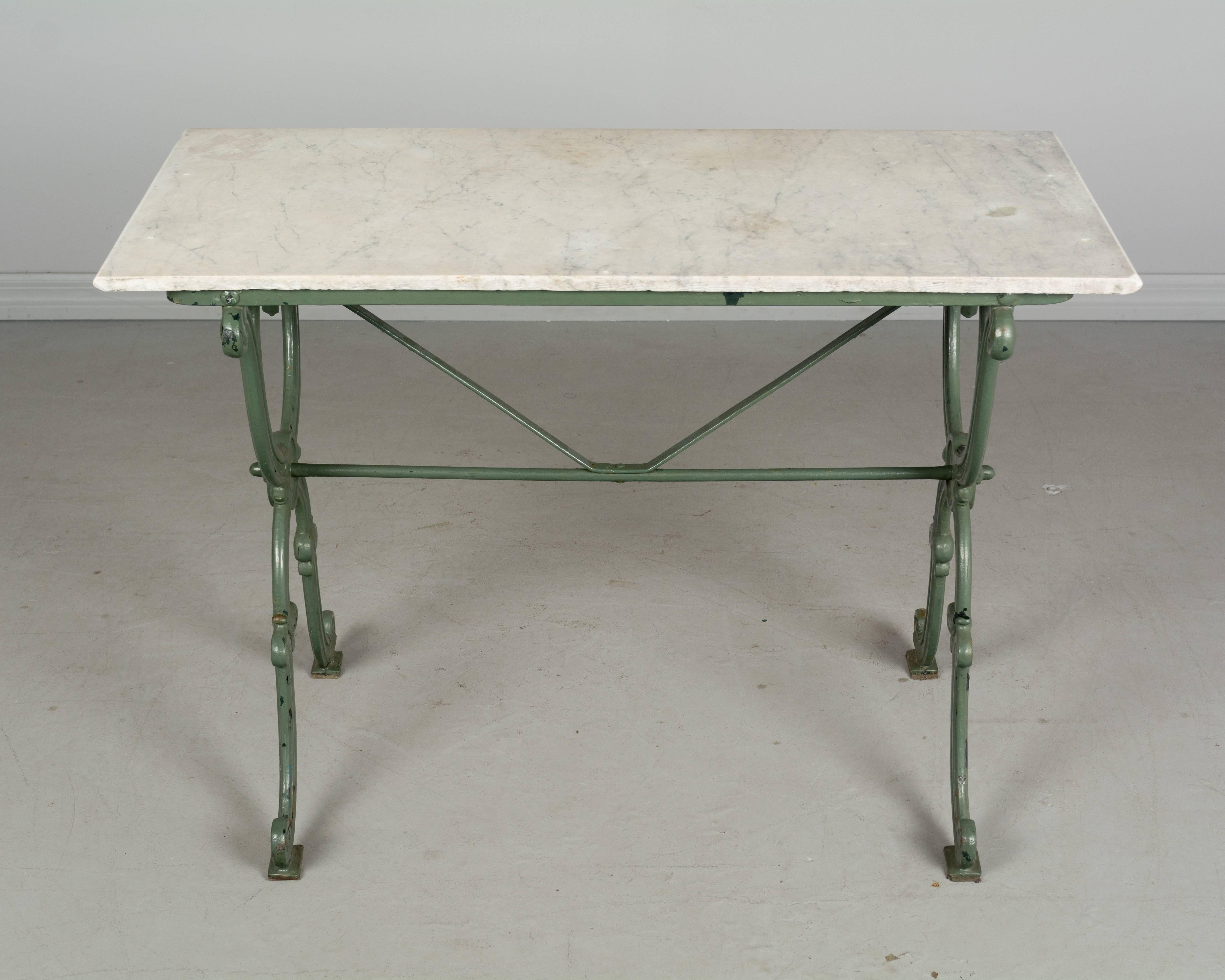 19th Century French Cast Iron Marble-Top Bistro Table 4
