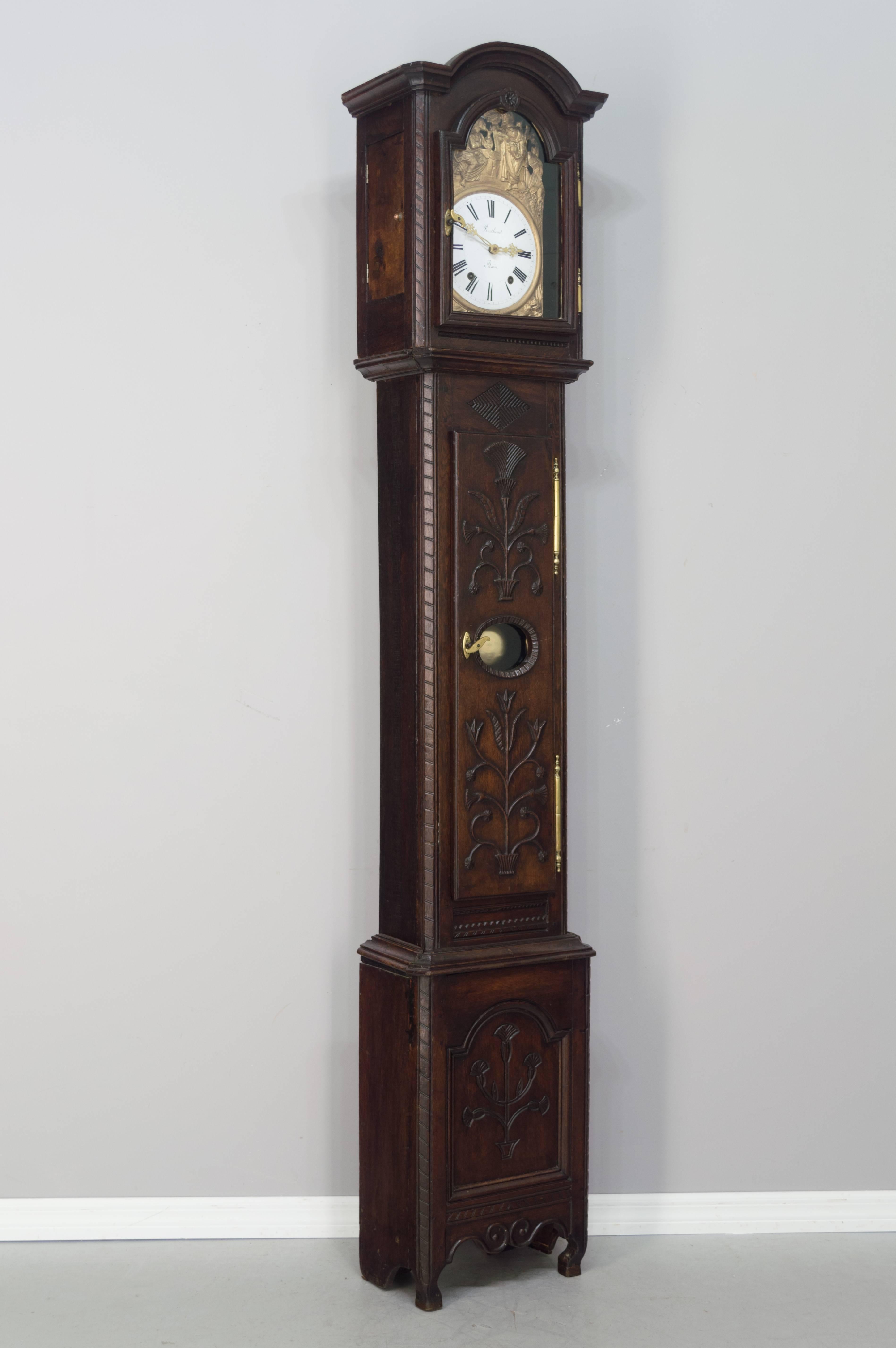 Country horloge française du 18ème siècle à grand boîtier