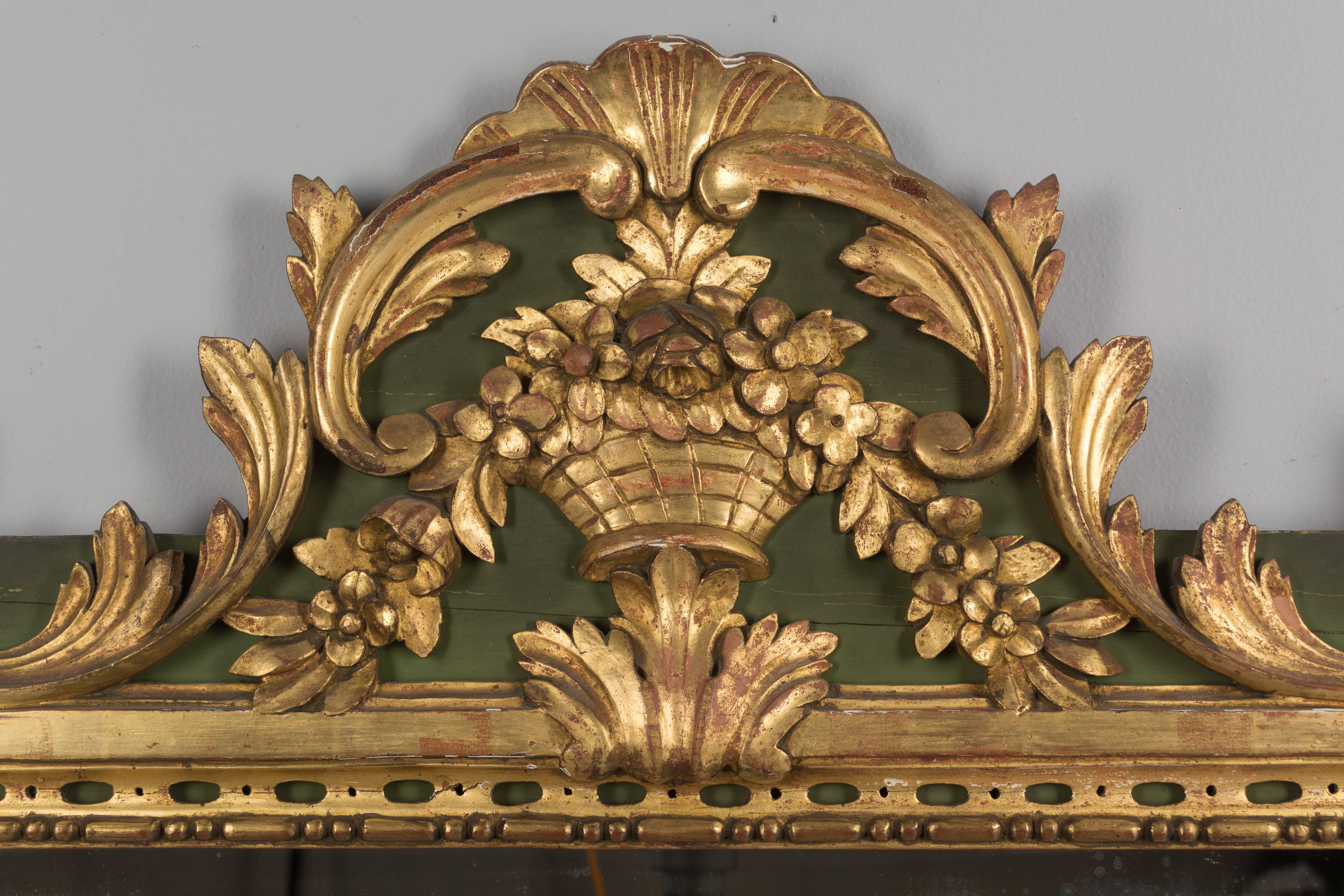 Hand-Carved 19th Century French Régence Style Parcel-Gilt Mirror