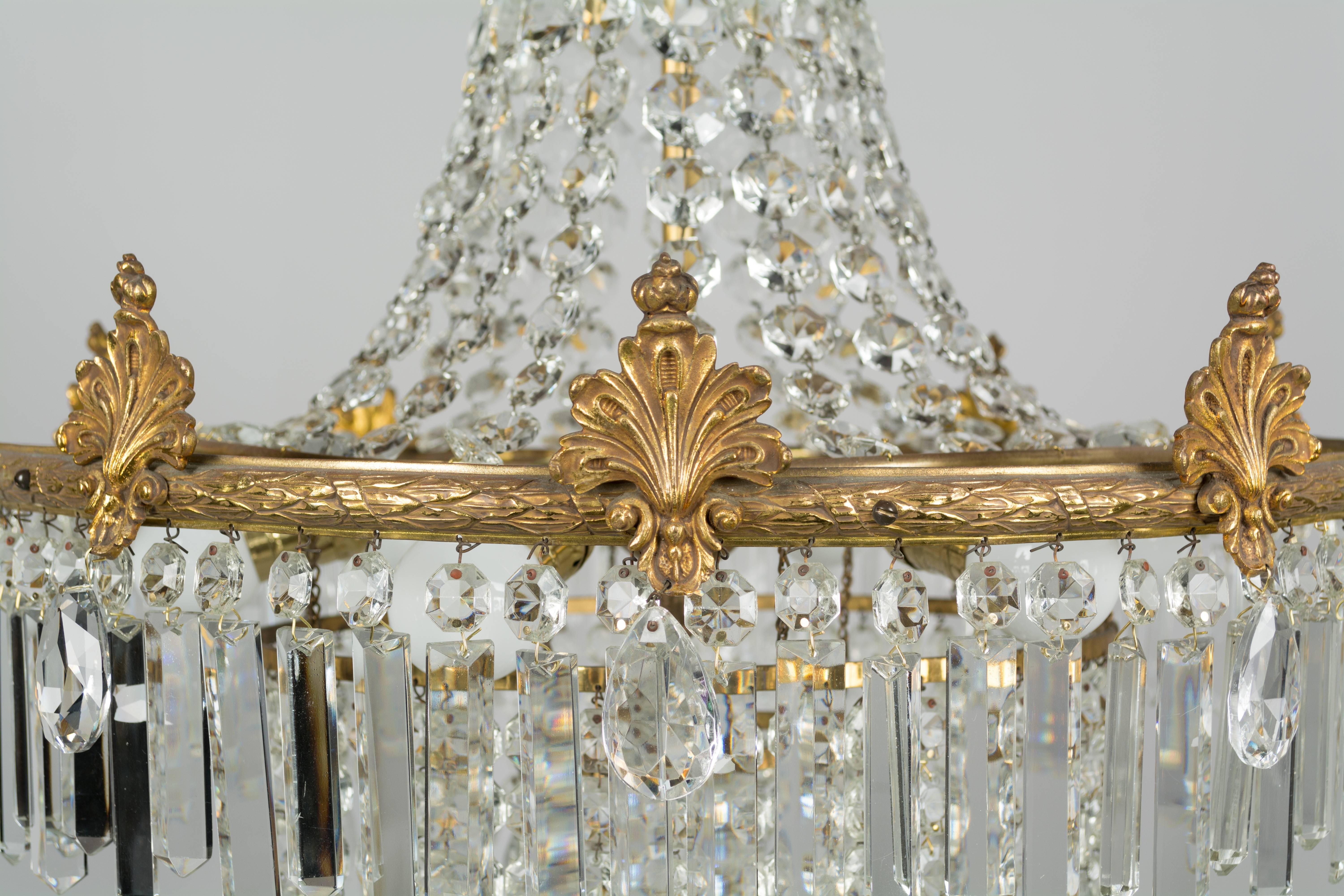 French Empire Style Crystal Chandelier In Excellent Condition In Winter Park, FL