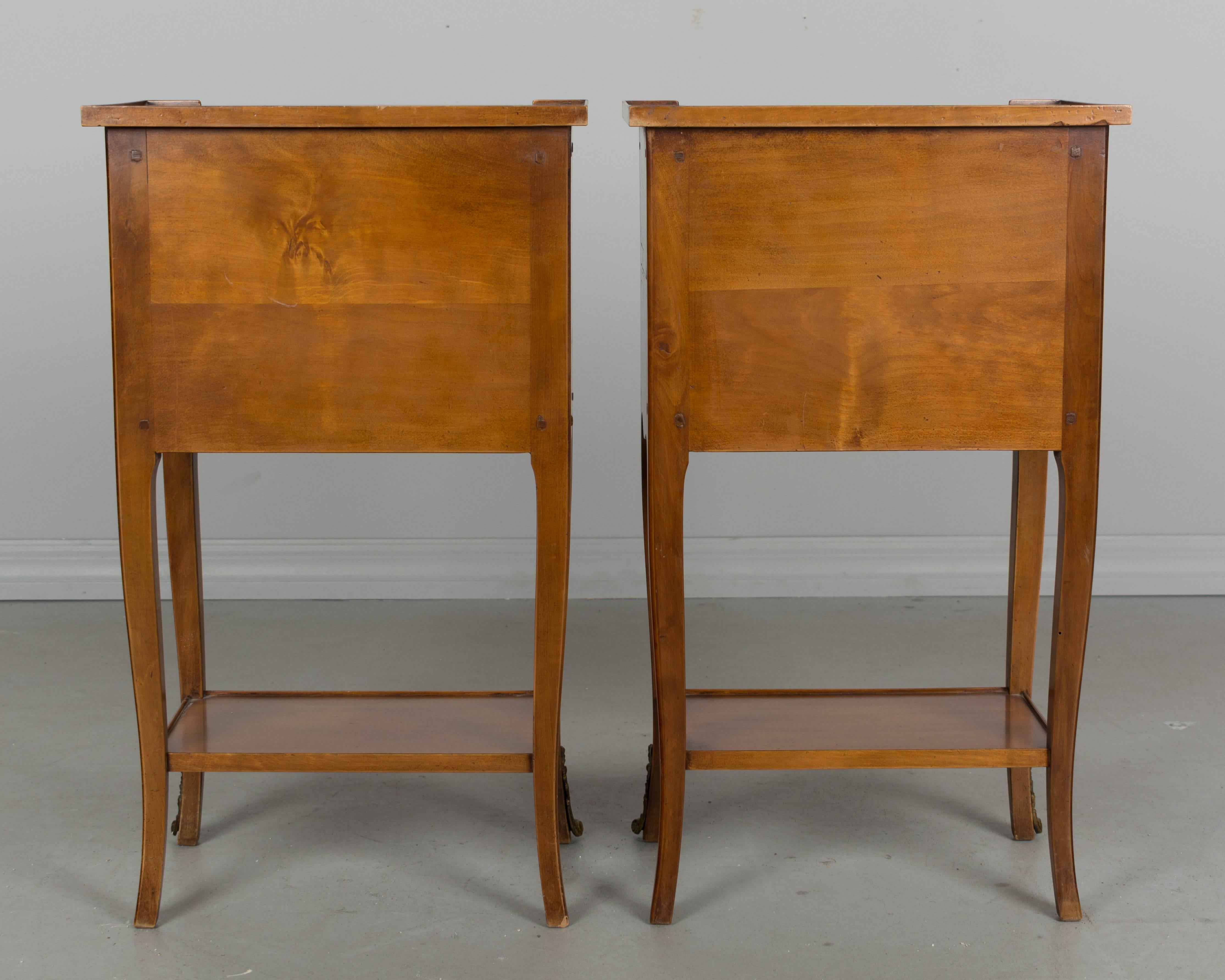 Pair of French Marquetry Side Tables or Nightstands 1