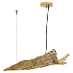 Folia Small Suspension Lamp: Polished Brass Lighting Inspired by Palm Tree Trunk