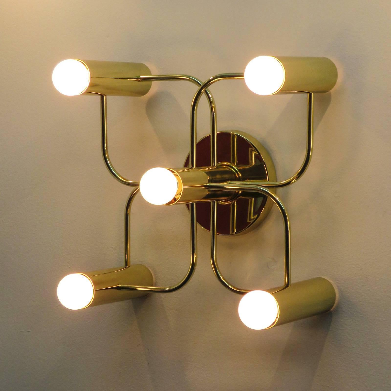 Brass Five-Light Wall Lamps by Leola 2