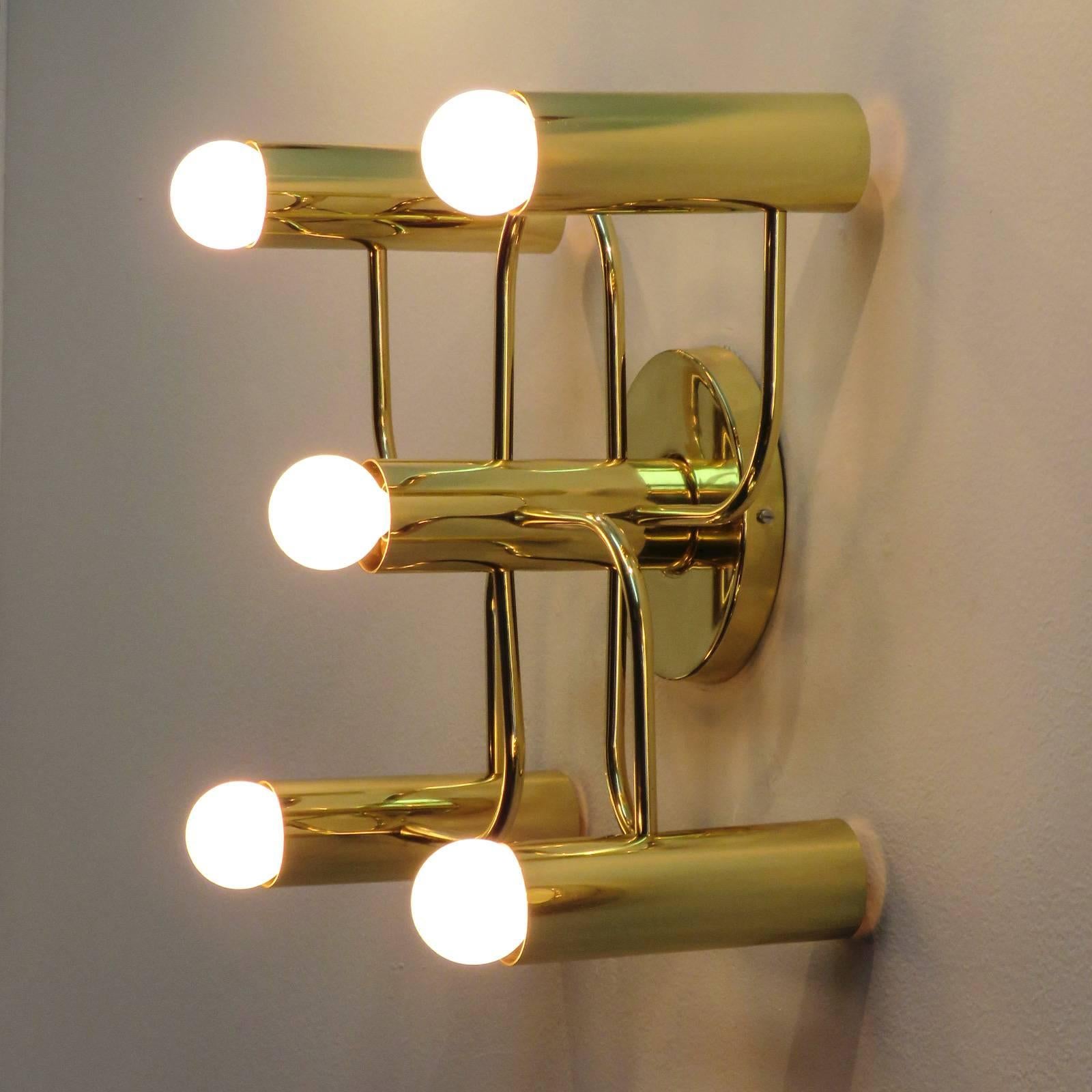 Brass Five-Light Wall Lamps by Leola 3