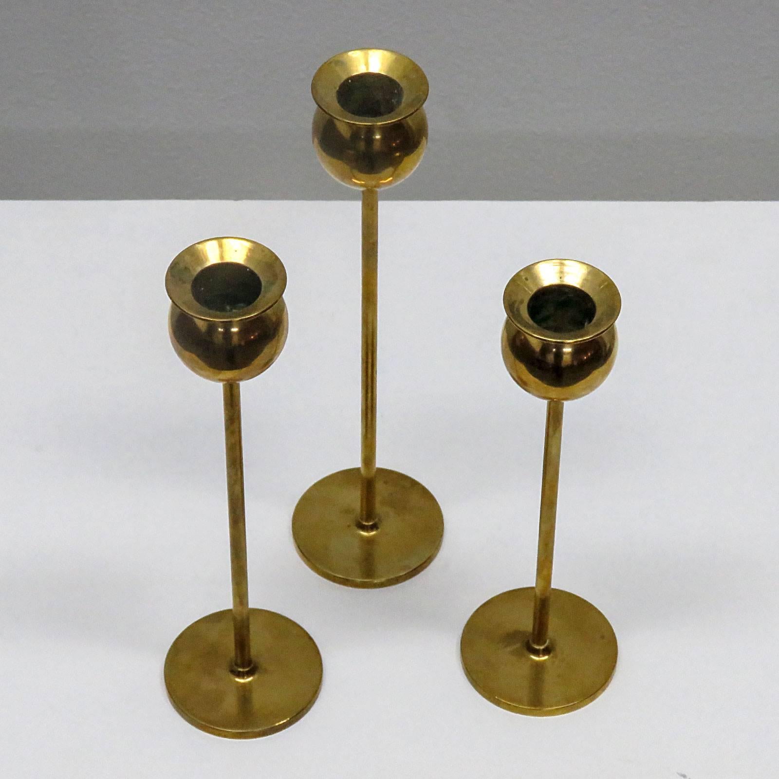 Tulip Candlesticks by Pierre Forssell for Skultuna In Excellent Condition In Los Angeles, CA