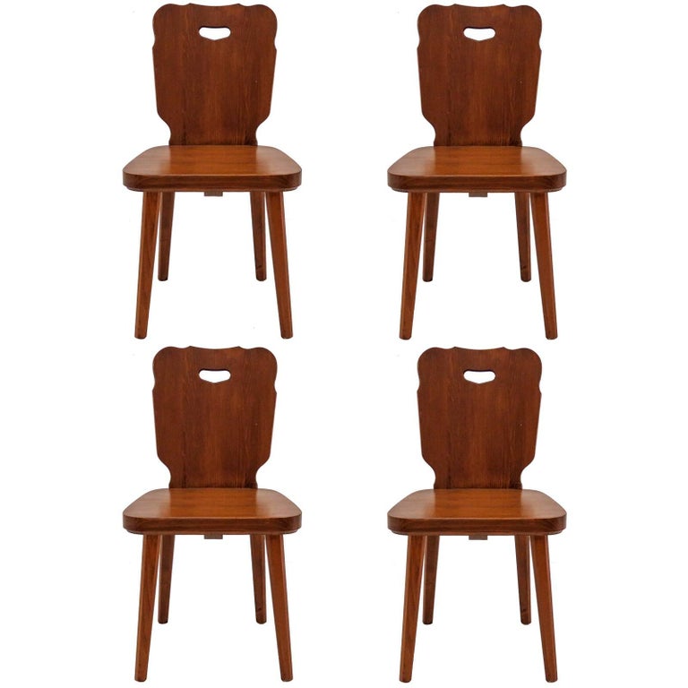 Set of Four Rustic Wooden Chairs For Sale at 1stDibs rustic wood chairs