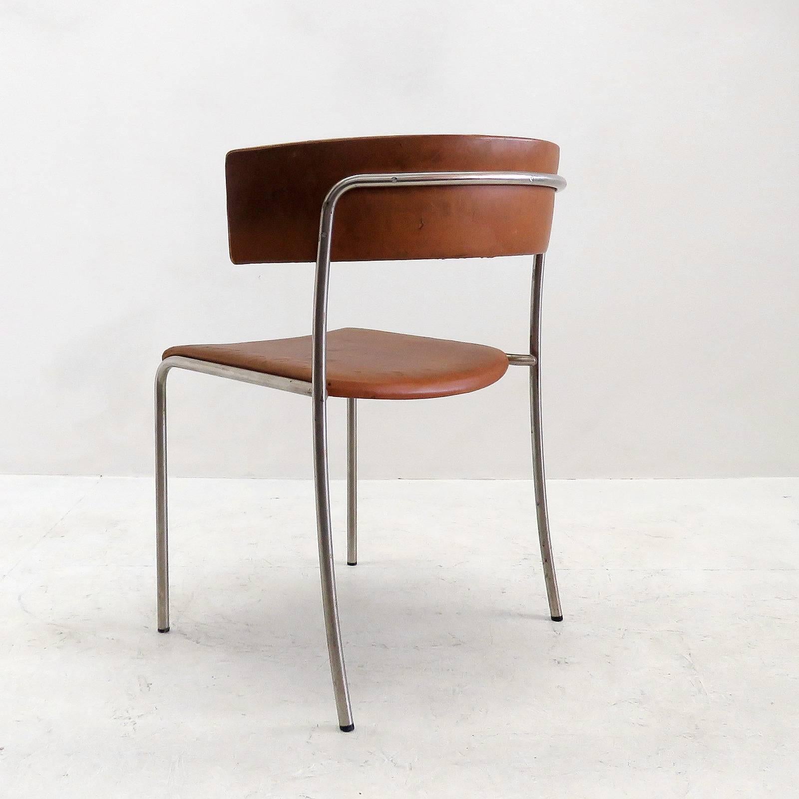 Leather Pair of Erik Karlström Side Chairs