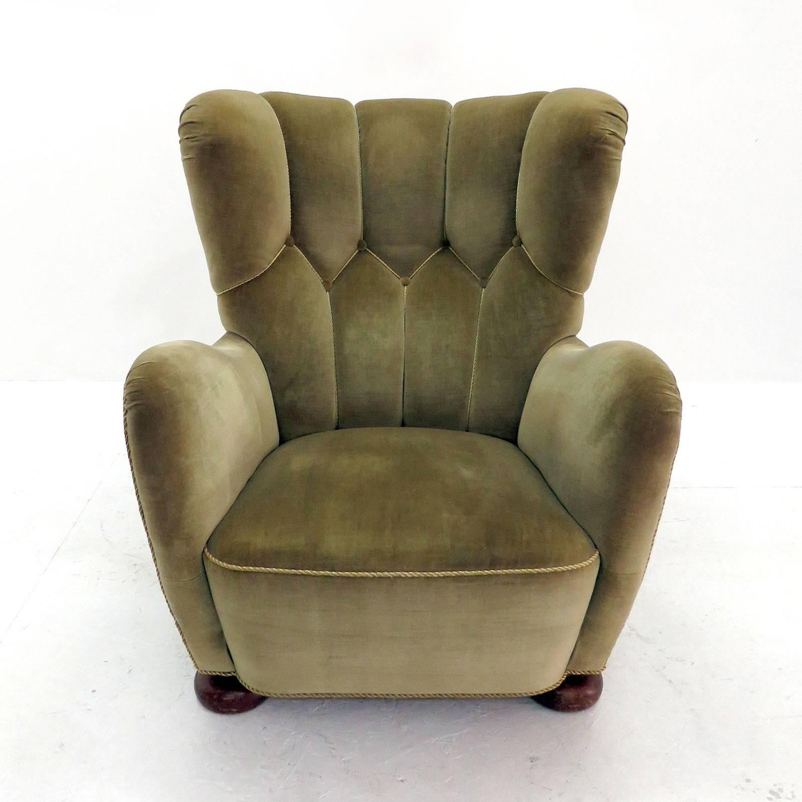 Scandinavian Modern Danish 1950s High Back Lounge Chair