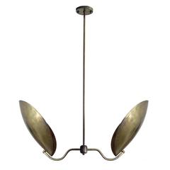 Double Arm Raw Brass Chandelier "Chiton" 10