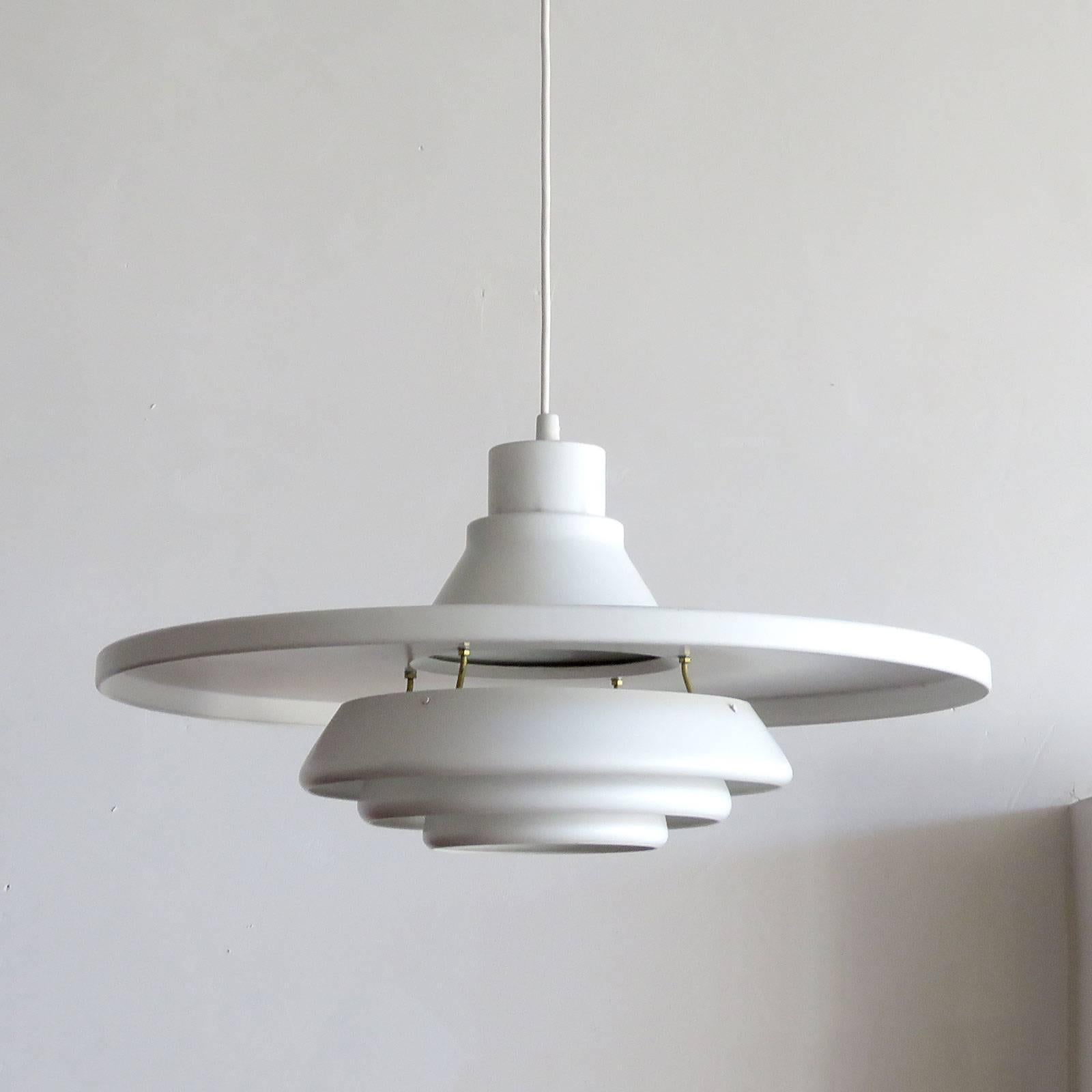 Wonderful 'Flying Saucer' Model A337, ceiling lamp by Alvar Aalto, early example by original manufacture Valaisinpaja Oy, Finland, circa 1953, labelled with manufacture's mark.