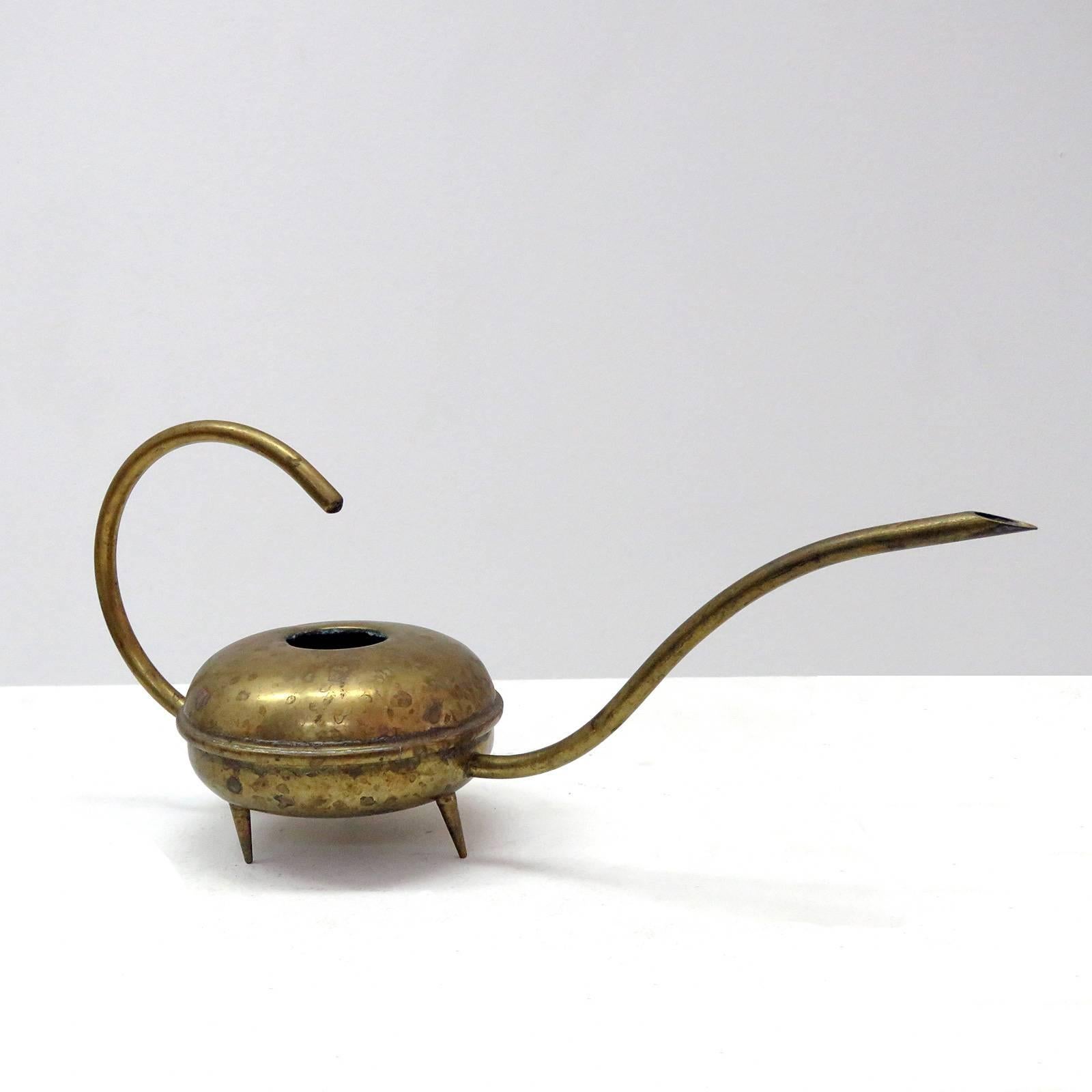 Sculptural 1950s German cactus brass watering can, great lines, great original condition with wonderful patina.