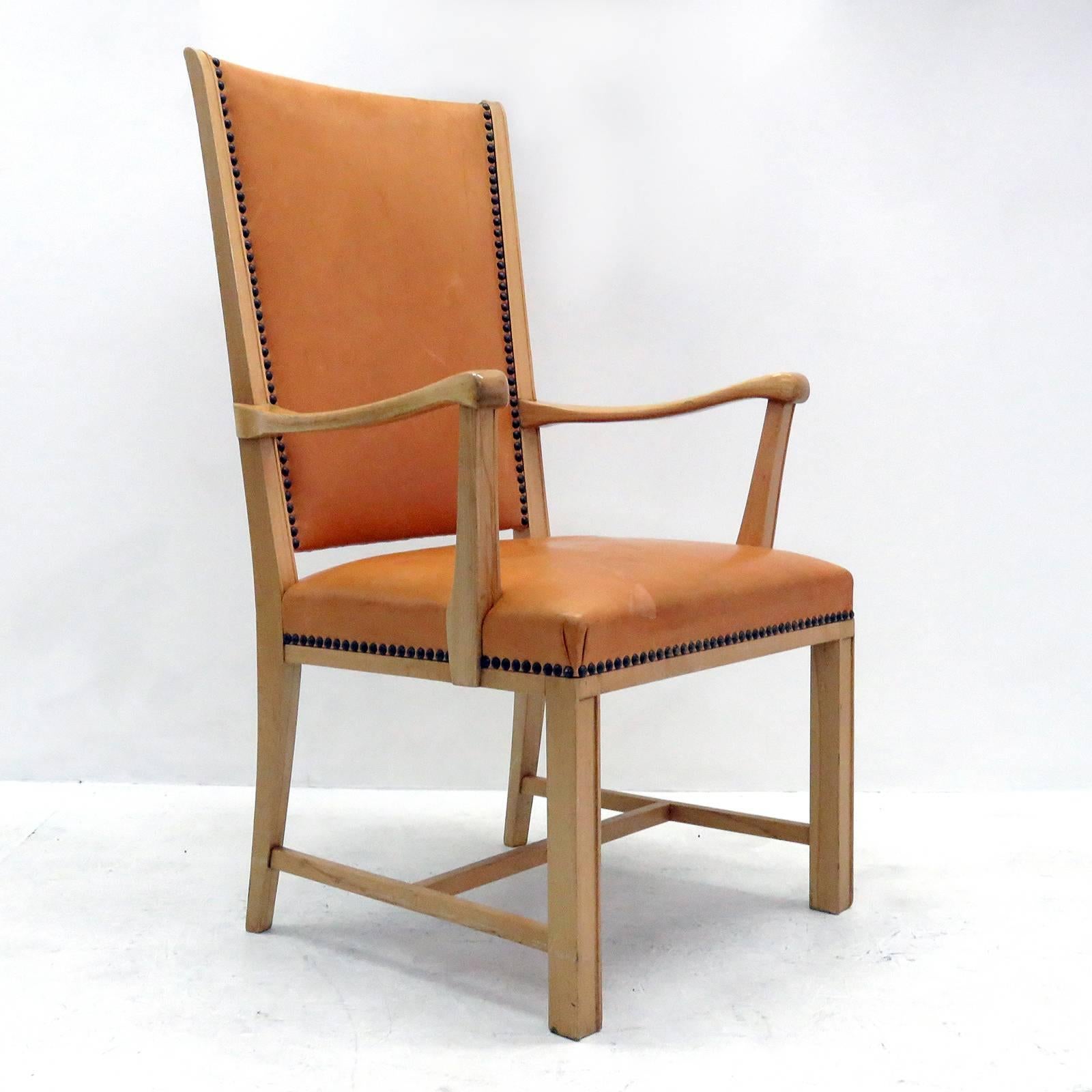 Scandinavian Modern Swedish Highback Leather Chair