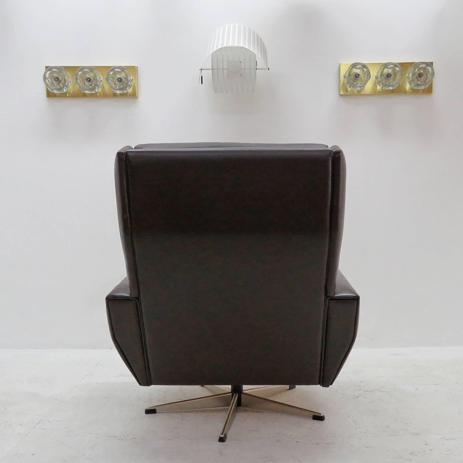 Danish Leather Lounge Chair with Ottoman In Excellent Condition In Los Angeles, CA