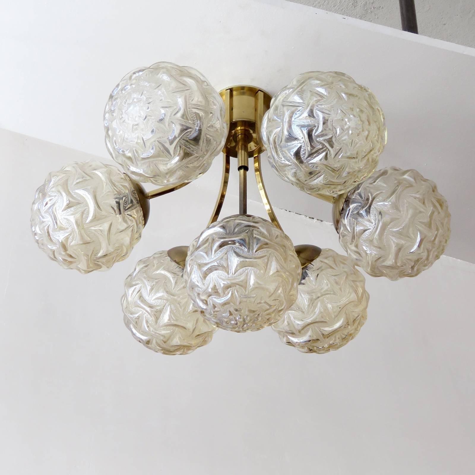 German Atomic Flush Mount Chandelier In Excellent Condition In Los Angeles, CA