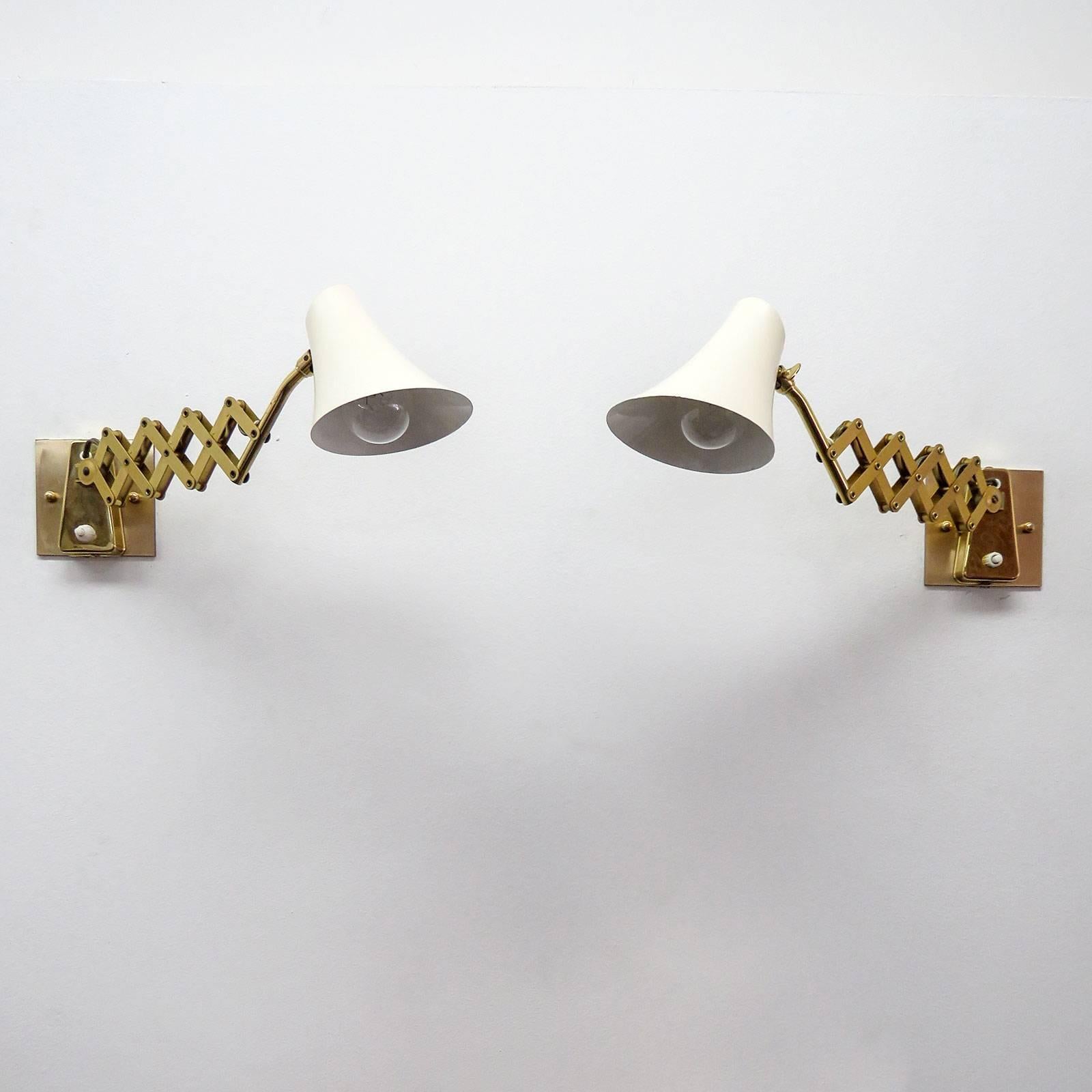 French Scissor Wall Lamps In Excellent Condition In Los Angeles, CA