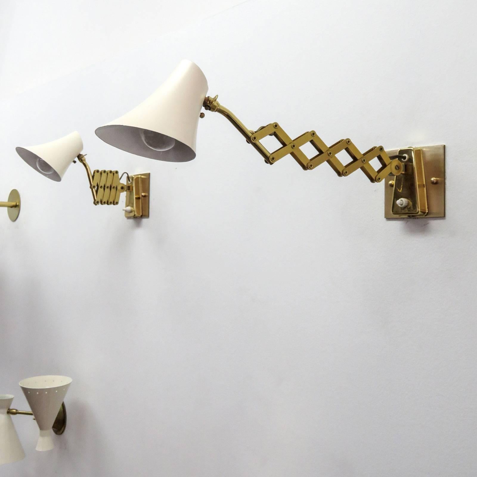 Brass French Scissor Wall Lamps