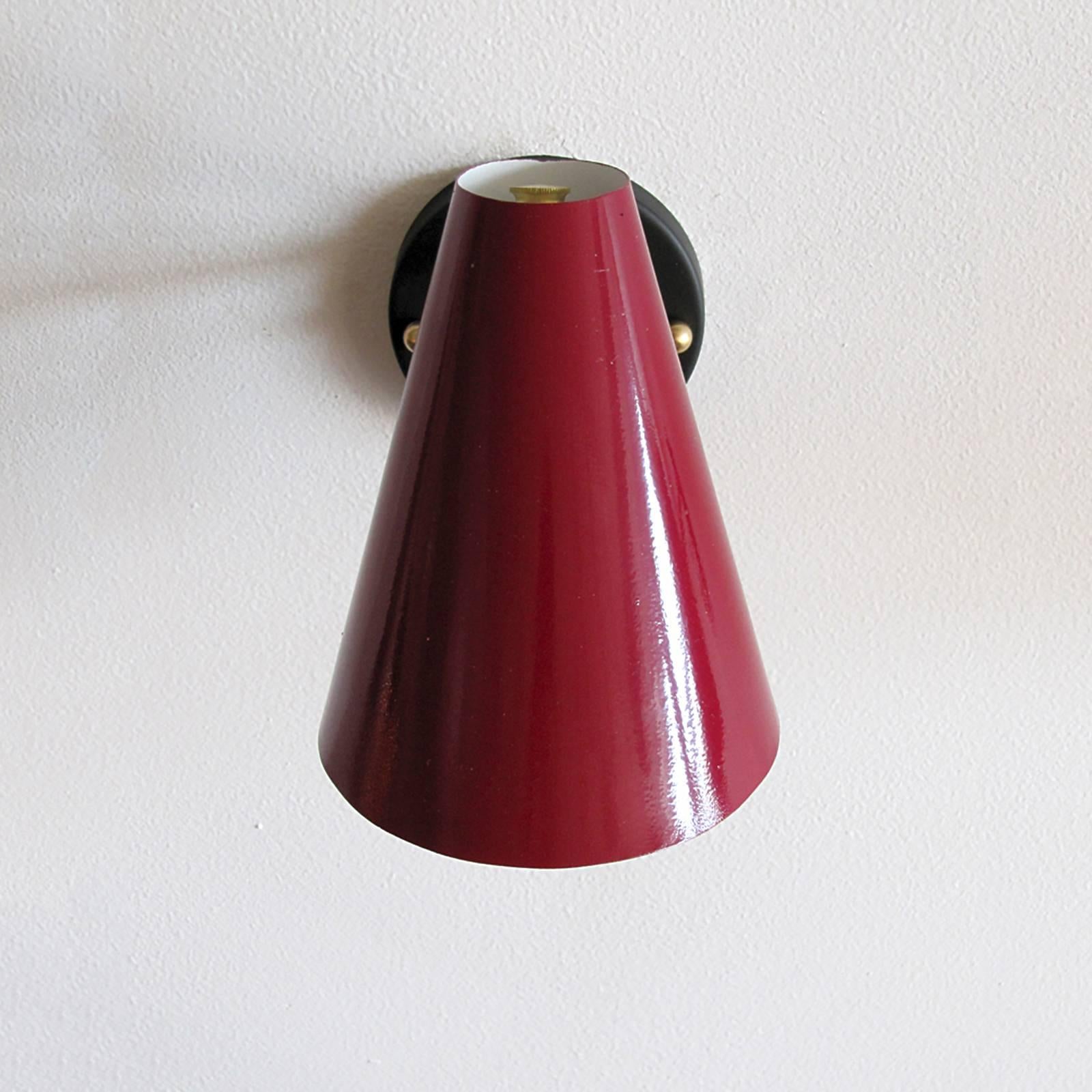Enameled Pair of Jacques Biny Wall Lamps