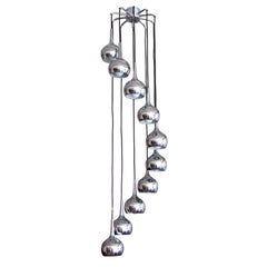 Vintage Ten-Tier Chrome Cascading Chandelier