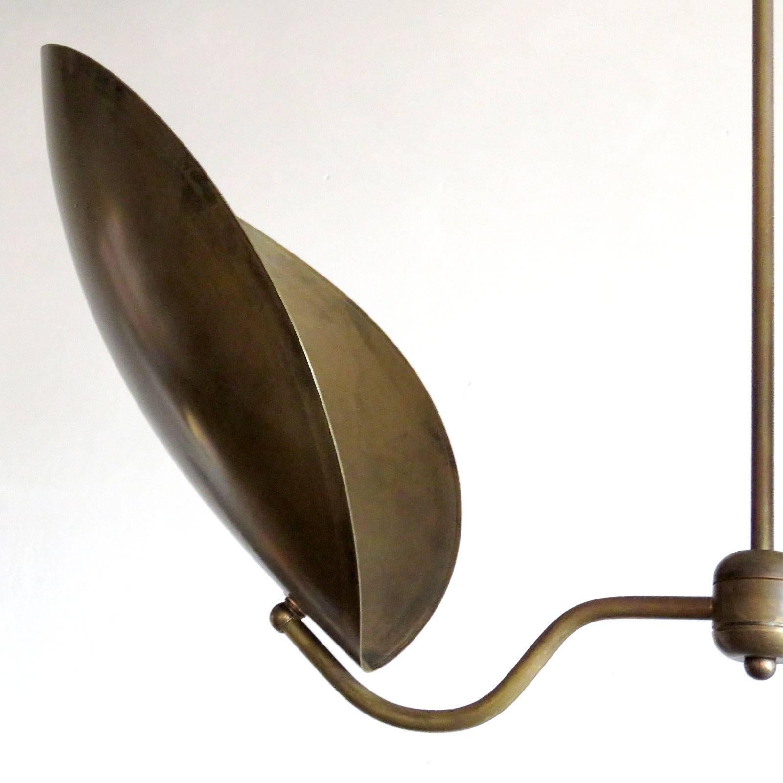 Raw Brass Chandelier ‘Chiton-2’ by Gallery L7 In New Condition In Los Angeles, CA
