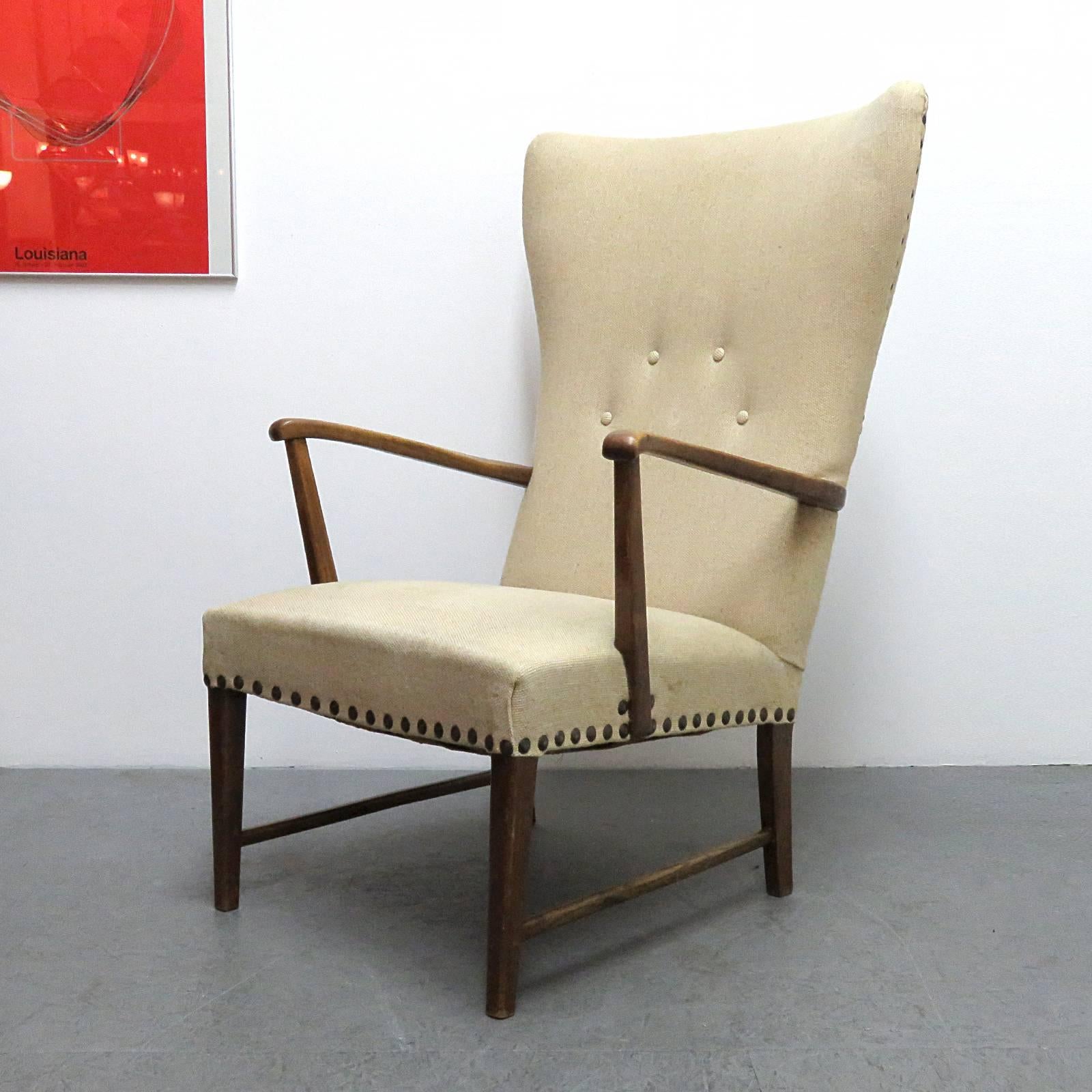 Mid-Century Modern Danish Modern Wingback Lounge Chair