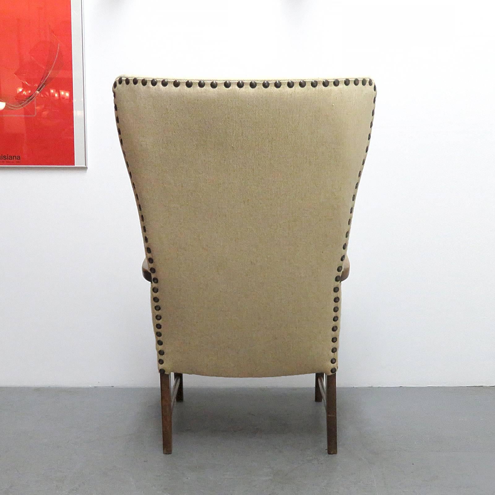Wool Danish Modern Wingback Lounge Chair