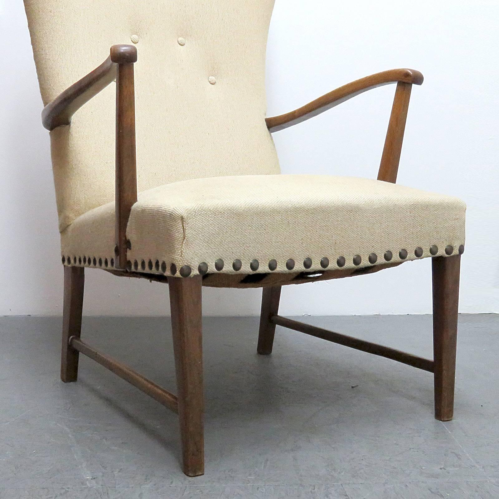 Danish Modern Wingback Lounge Chair 3